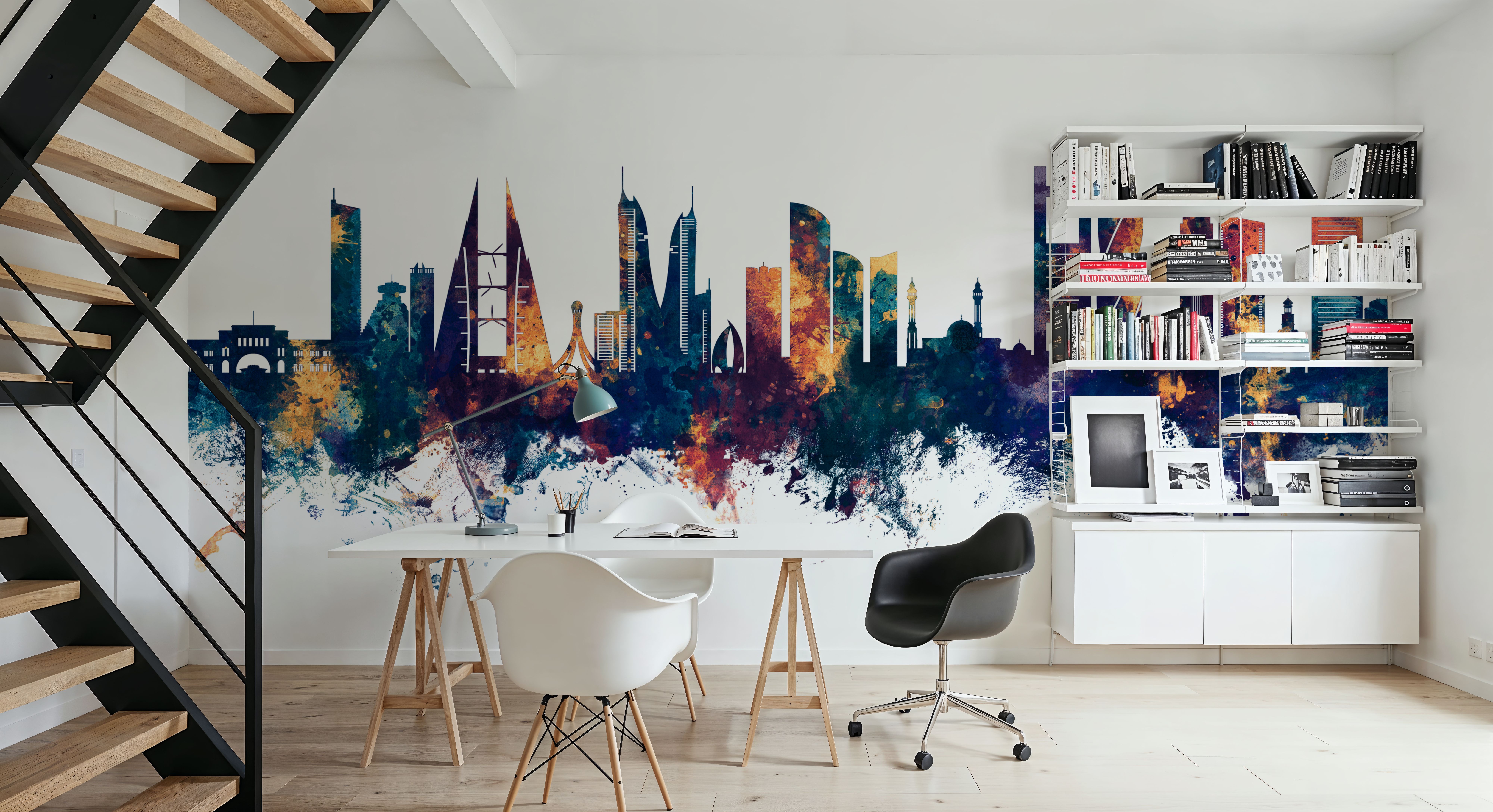 Manama Skyline Blue & Bronze