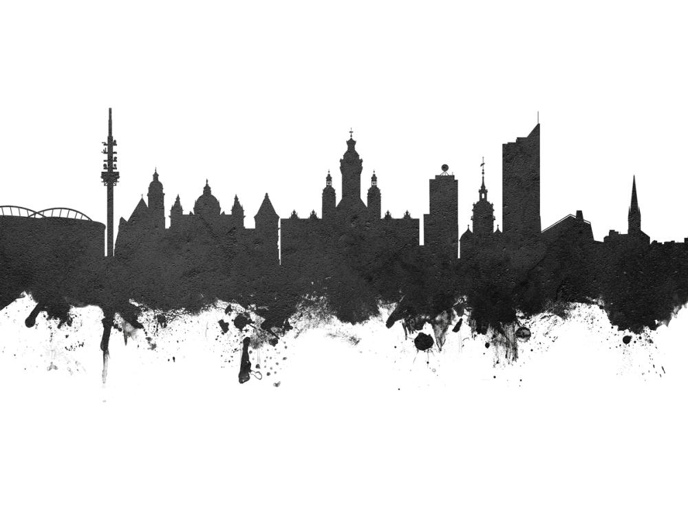 Leipzig Germany Skyline Black & White
