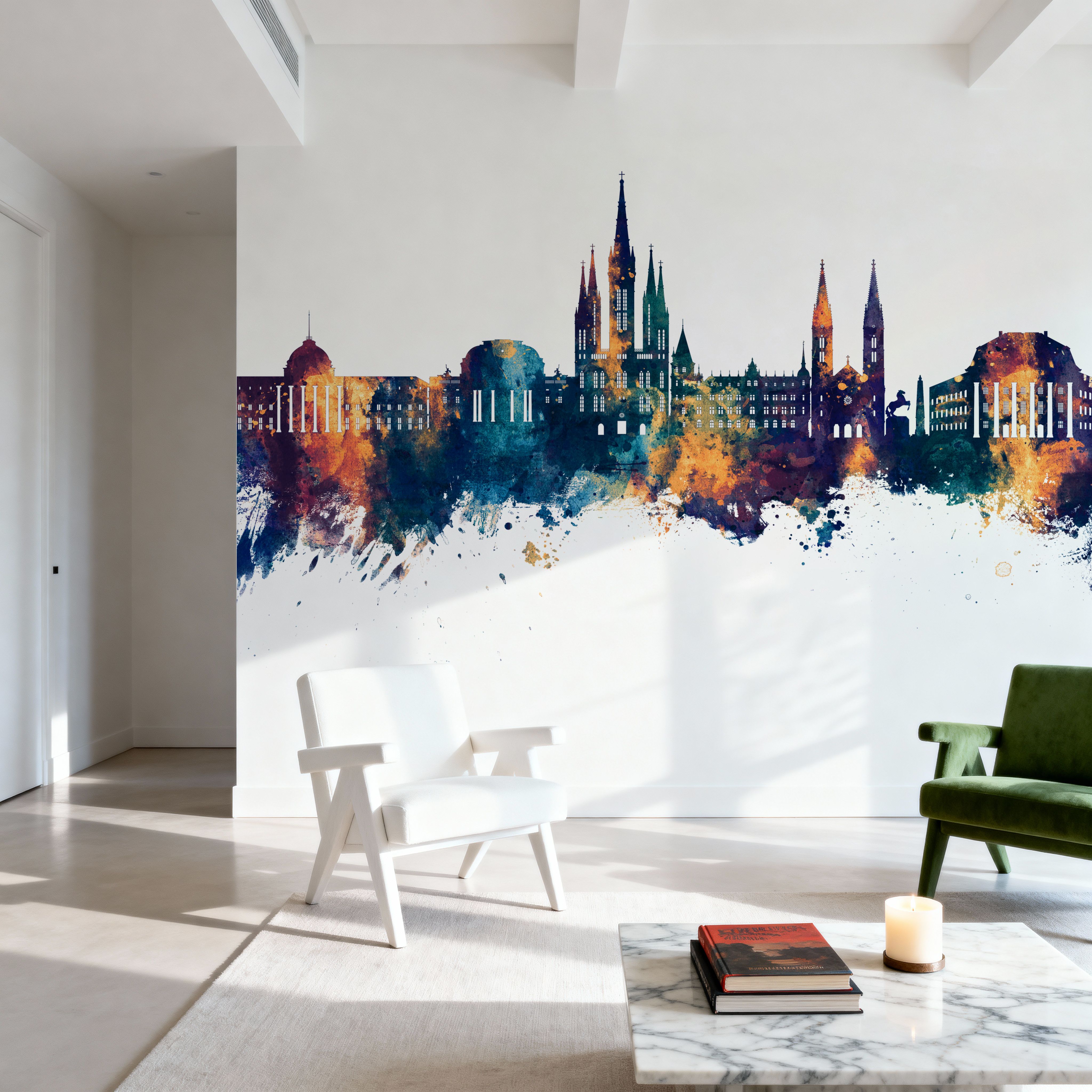 Weisbaden Germany Skyline Blue & Bronze