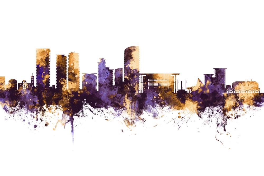 Darwin Australia Skyline Purple & Gold