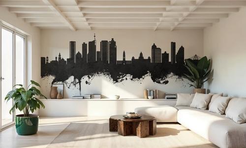 Durban South Africa Skyline Black & White