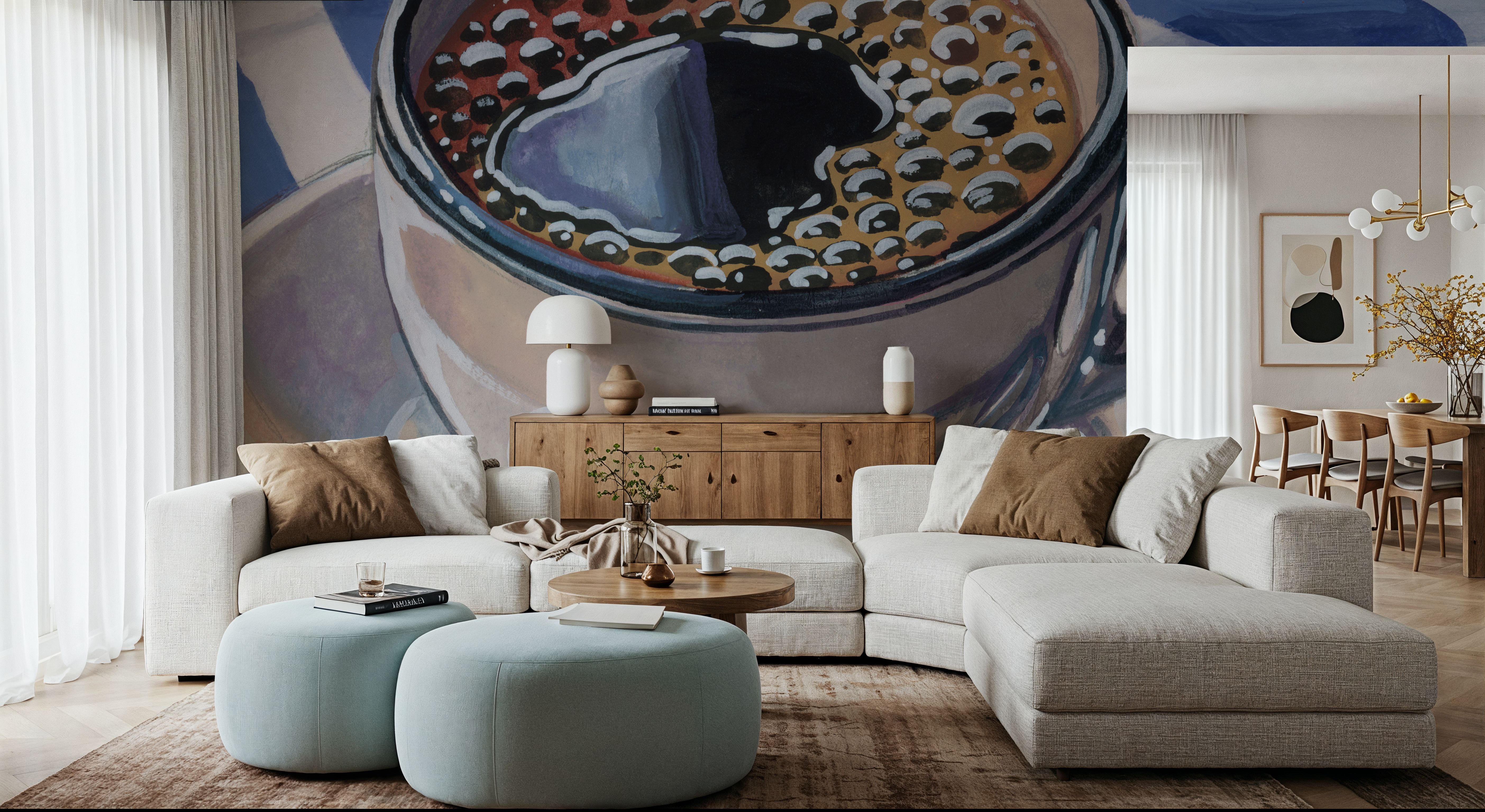 Black Coffee On Striped Cloth, Wallpaper