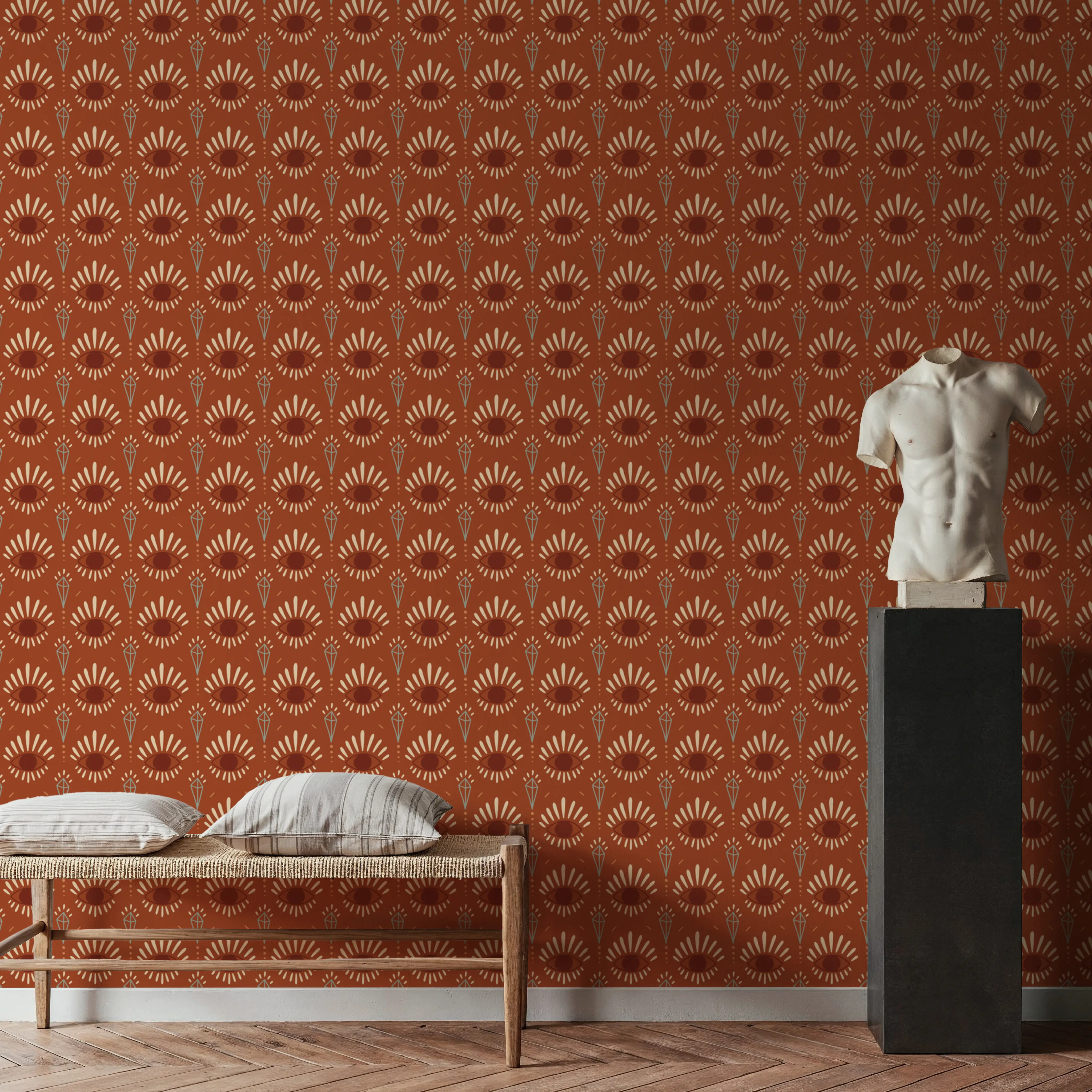 Wallpaper - Yuex - Graphics - Orange - Living room - Wallism UK - Peel & Stick or Paste-the-Wall