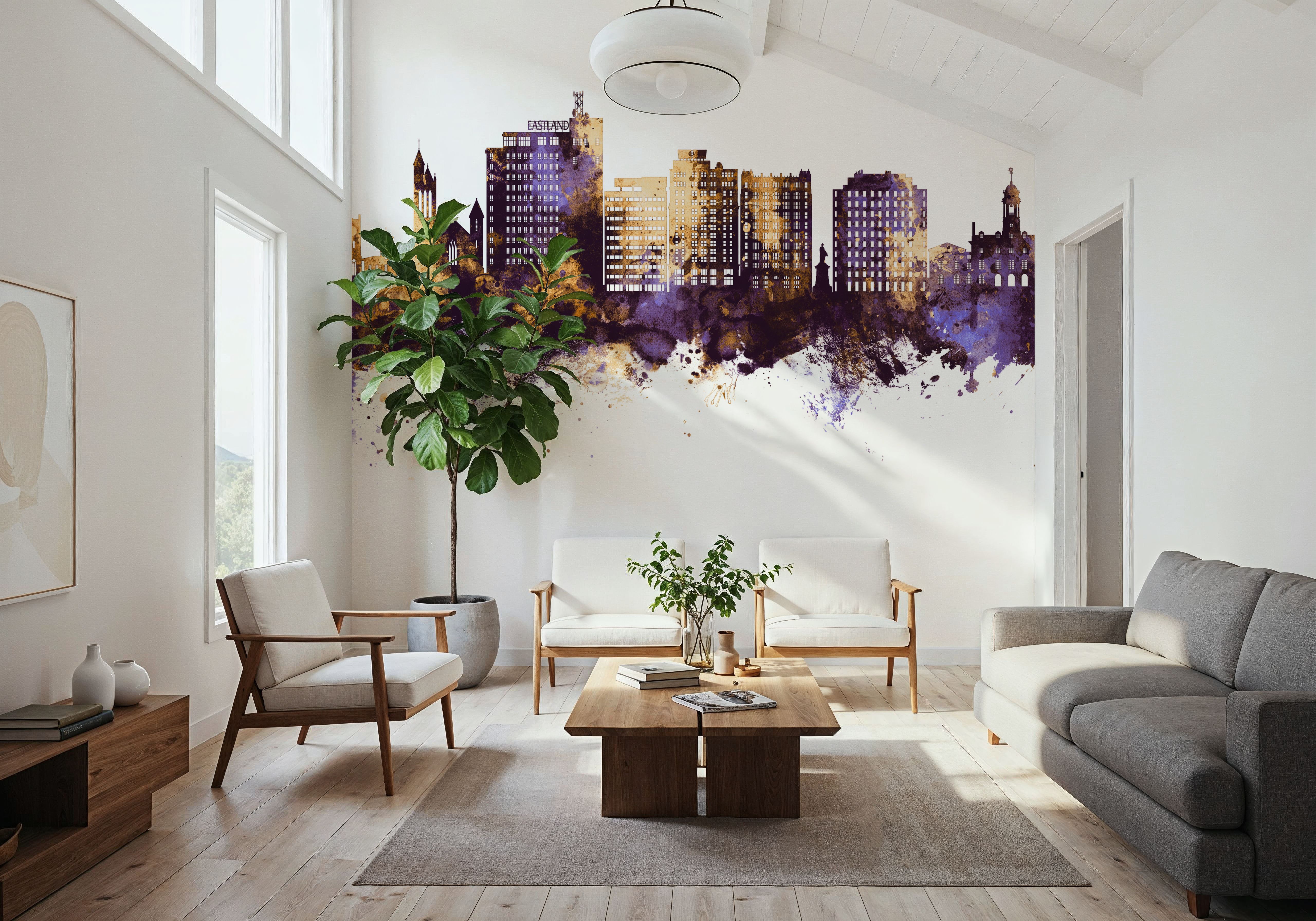 Portland Maine Skyline Purple & Gold