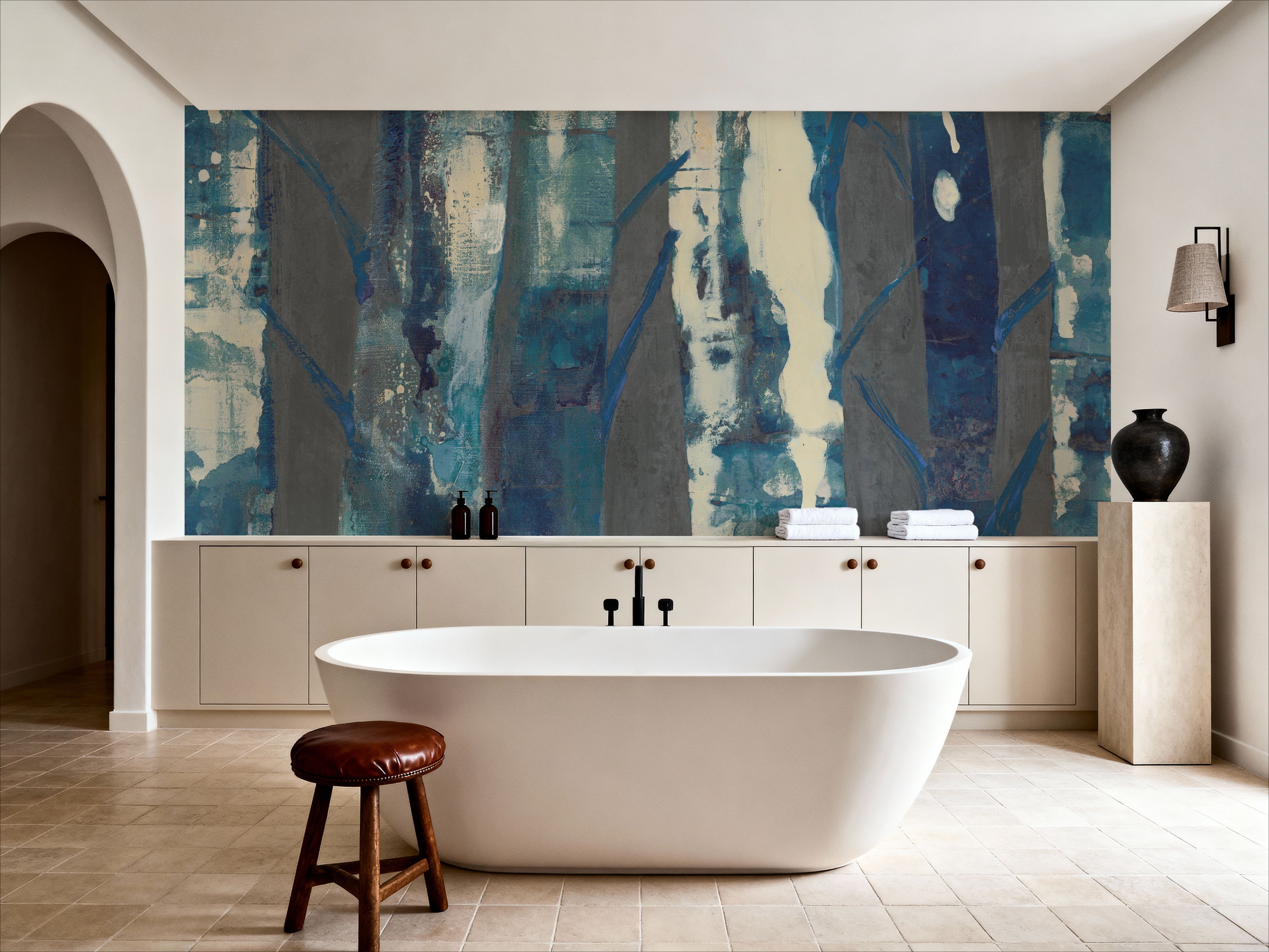 Deep Woods III Indigo on Gray