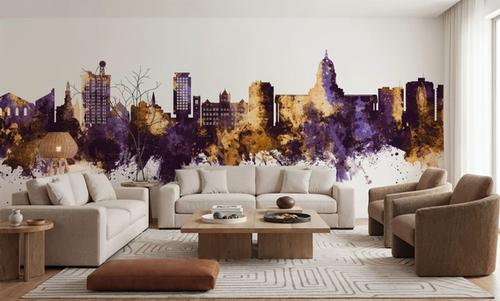 Madison Wisconsin Skyline Purple & Gold