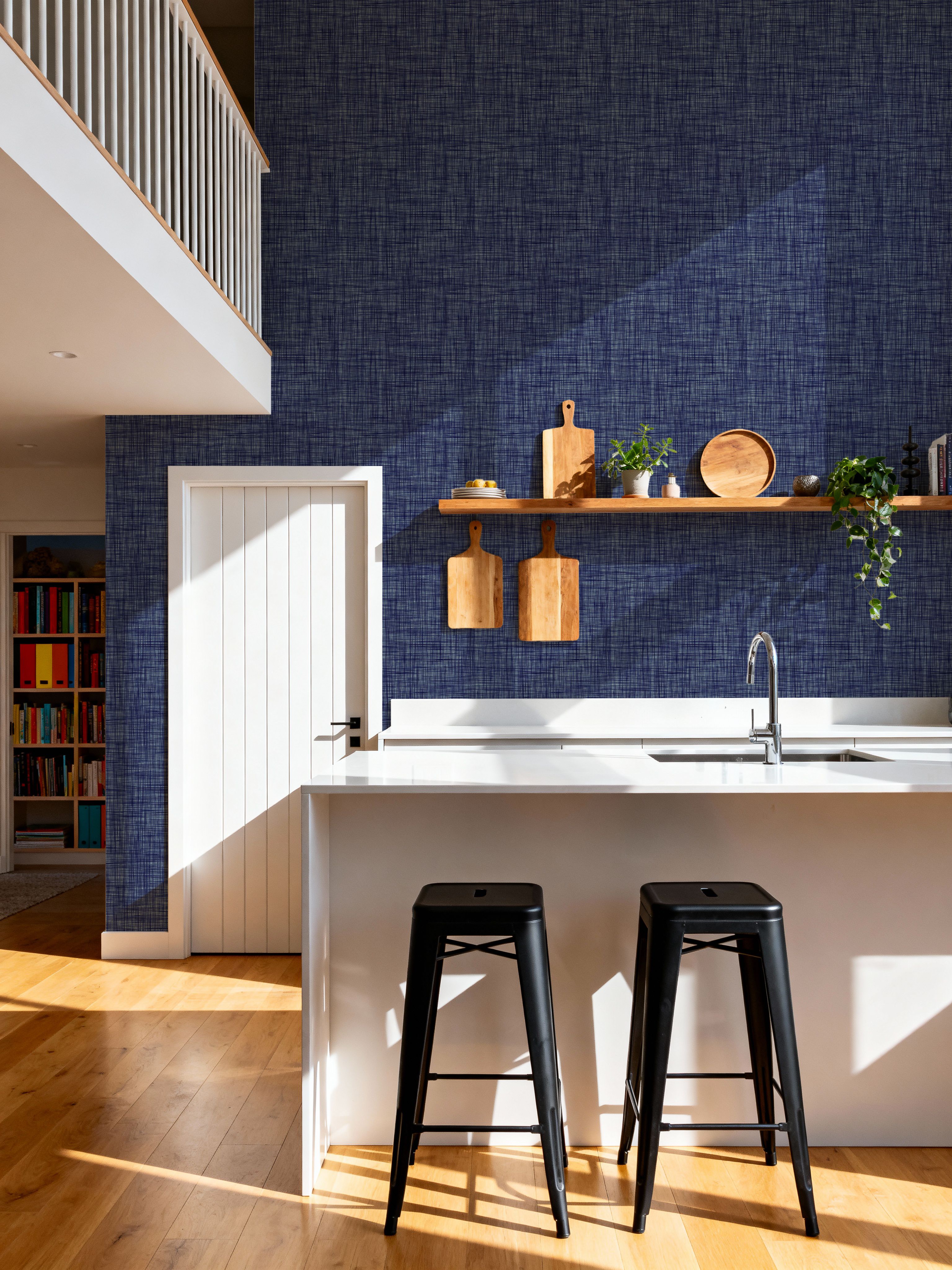 Mottled Linen Effect, Indigo Denim