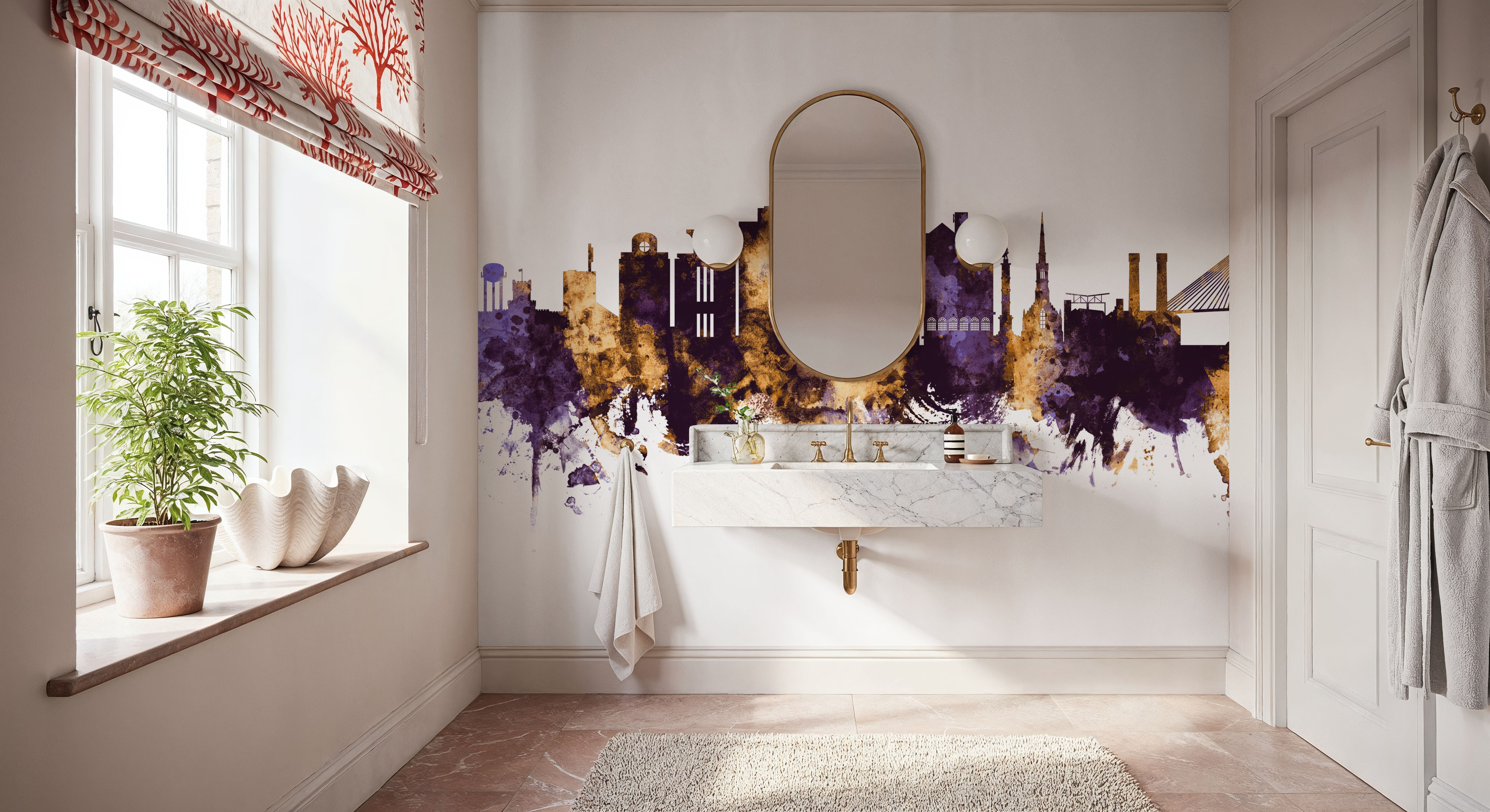 Charleston South Carolina Skyline Purple & Gold