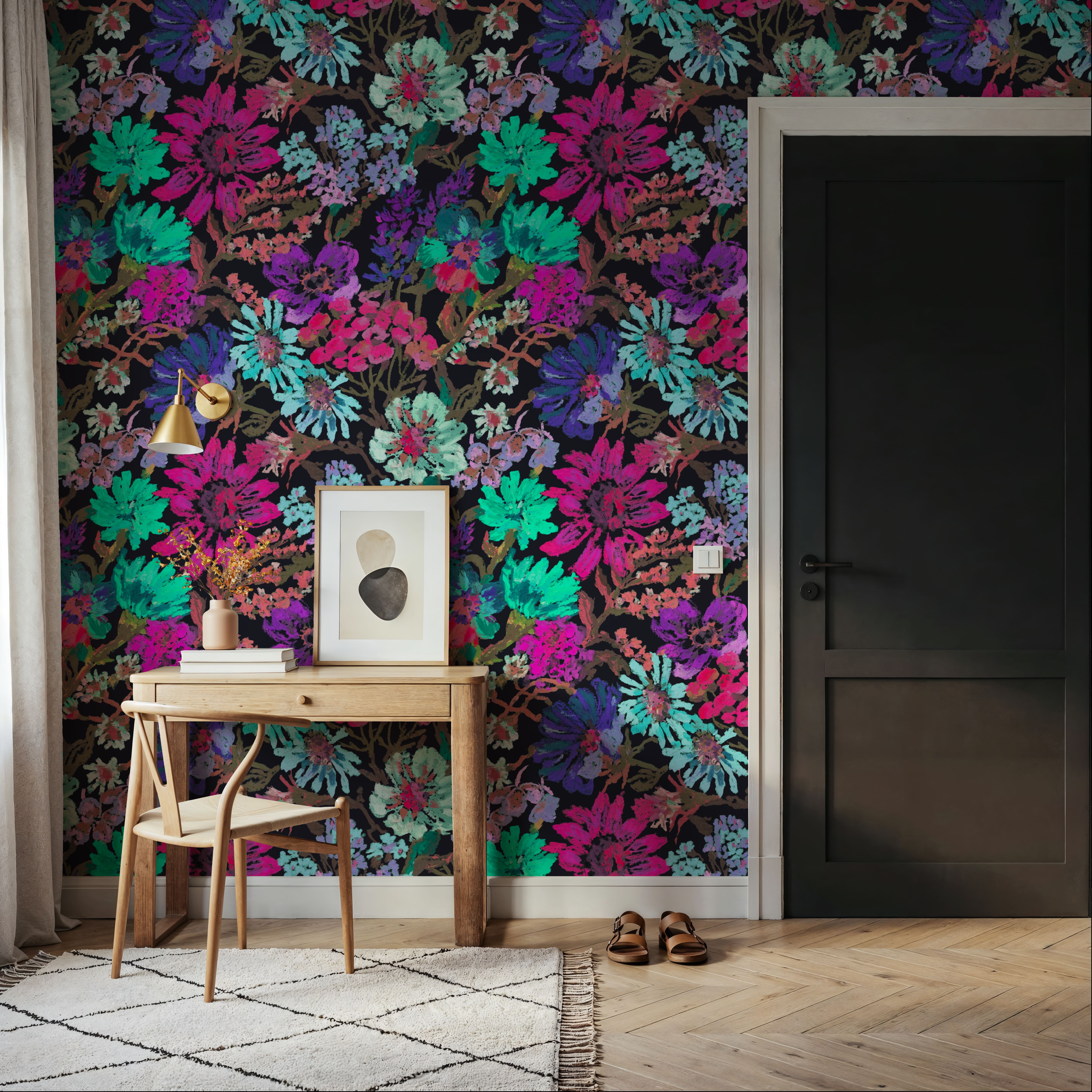 Meadow in Oil Pastel, Cerise