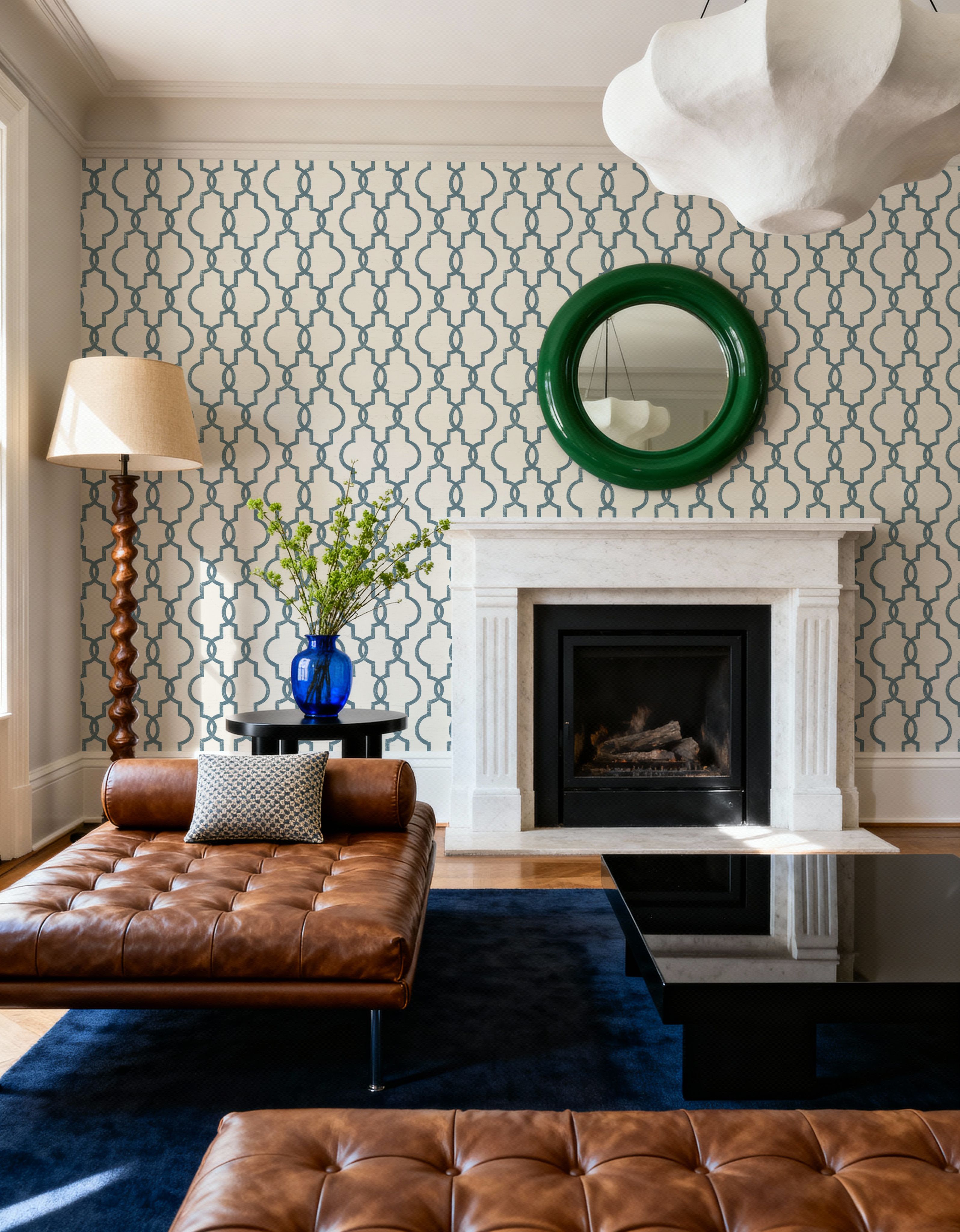 Wallpaper - Blue Seal - Lines Trellis - Blue - Offices - Wallism US - Premium, Textured or Peel & Stick