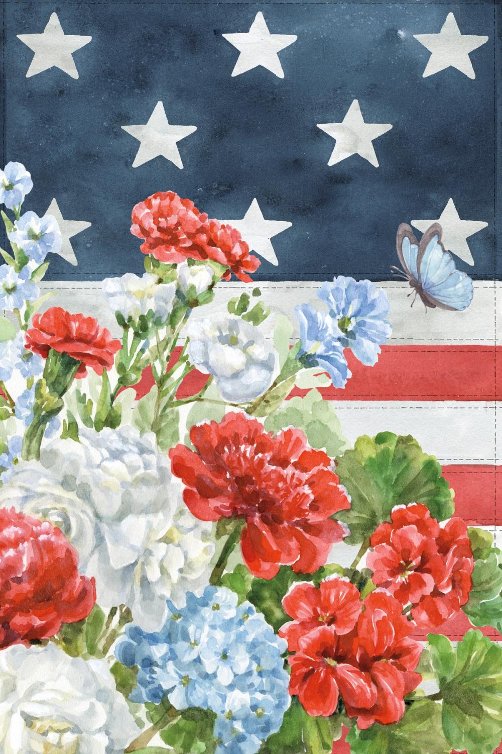 Red White and Blue Floral VI
