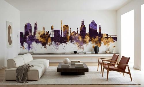 Durham North Carolina Skyline Purple & Gold