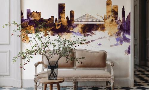 Liege Belgium Skyline Purple & Gold