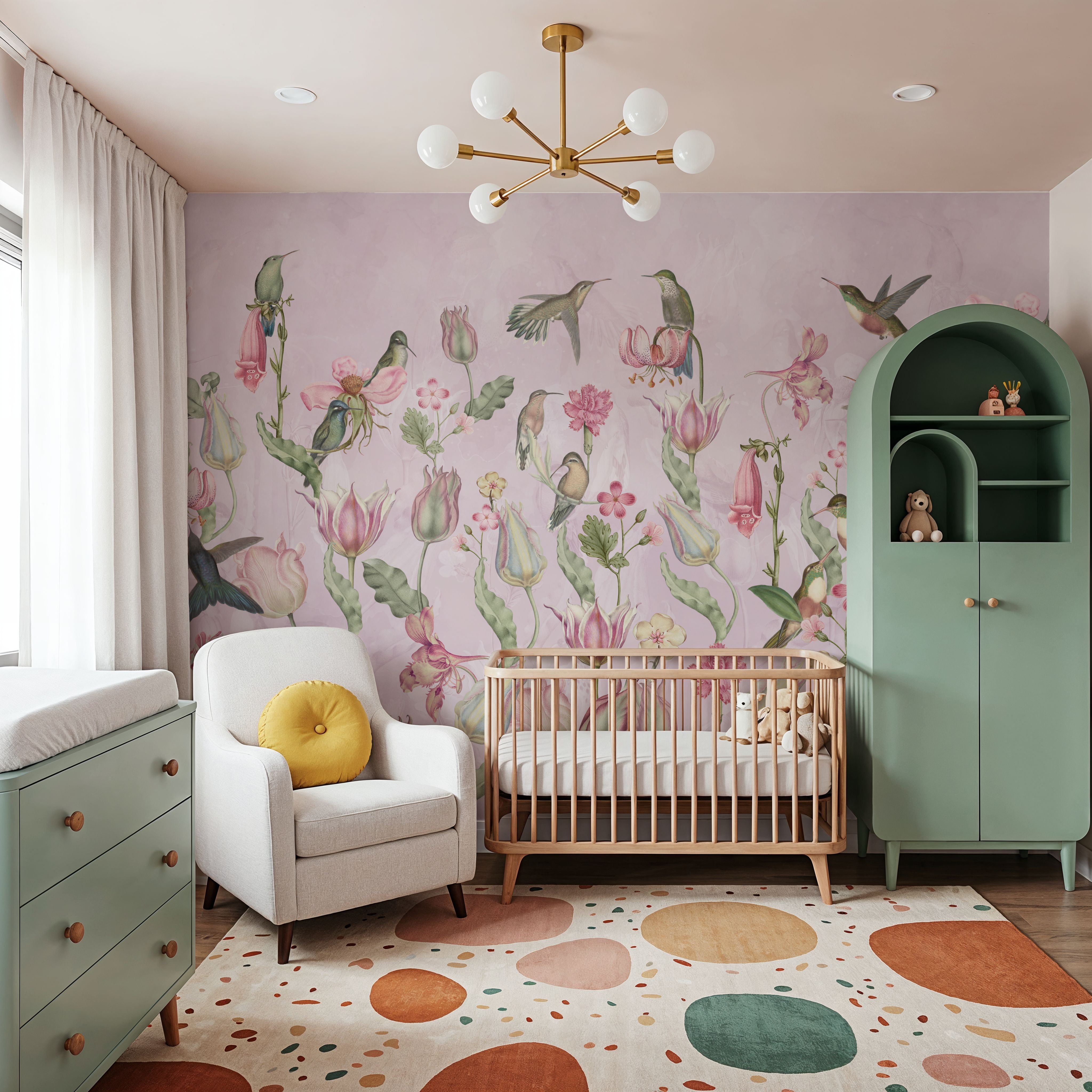 Tulips & Birds, Soft Pink