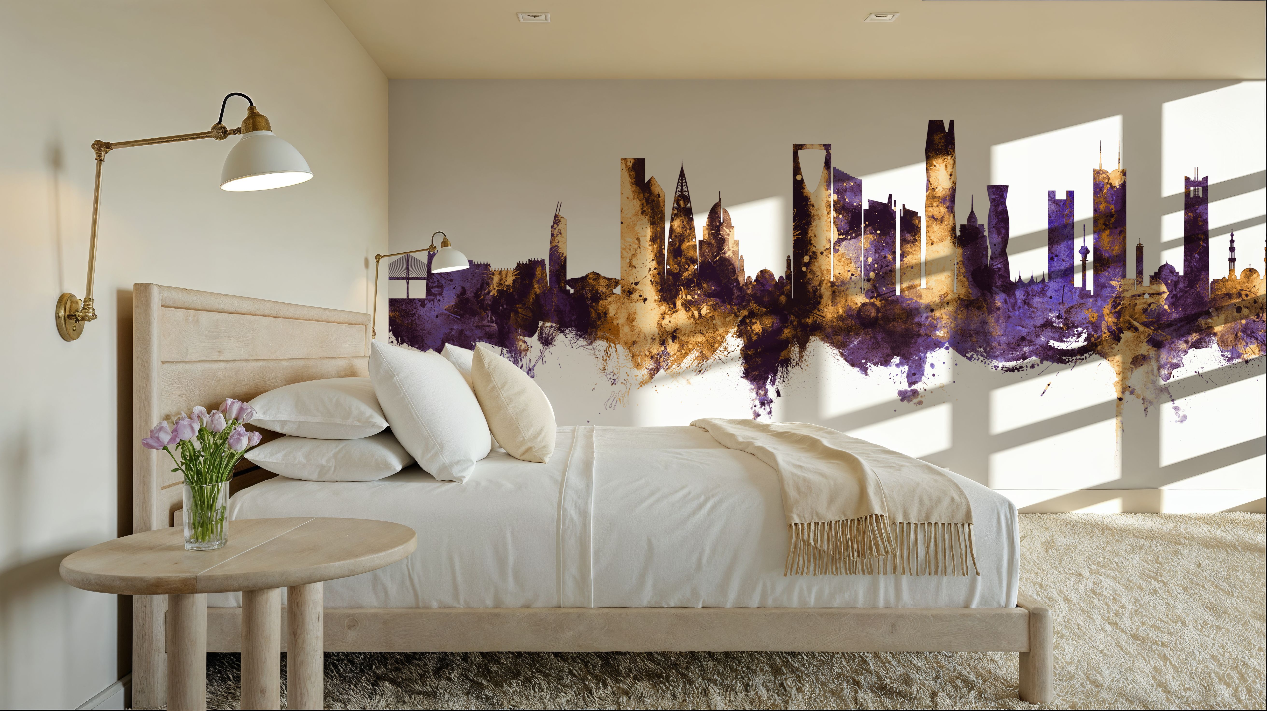 Riyadh Saudi Arabia Skyline Purple & Gold