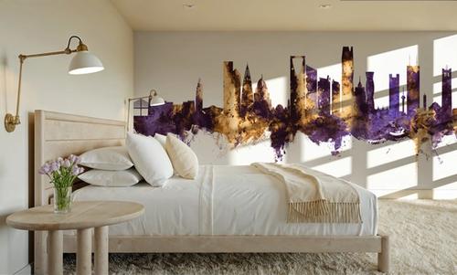 Riyadh Saudi Arabia Skyline Purple & Gold