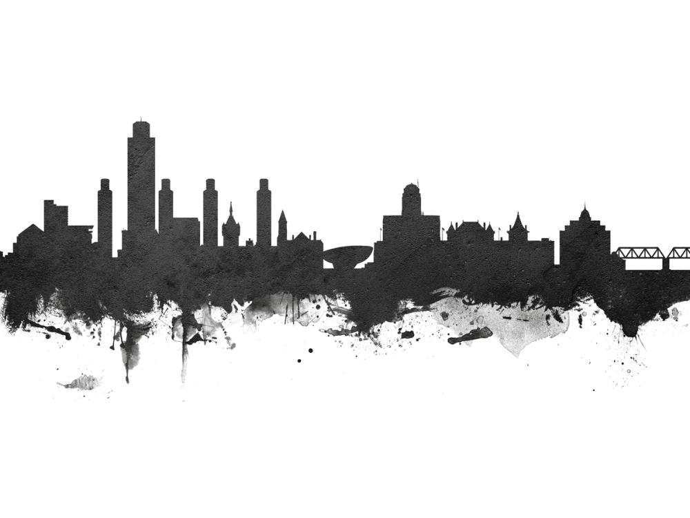Albany New York Skyline Black & White