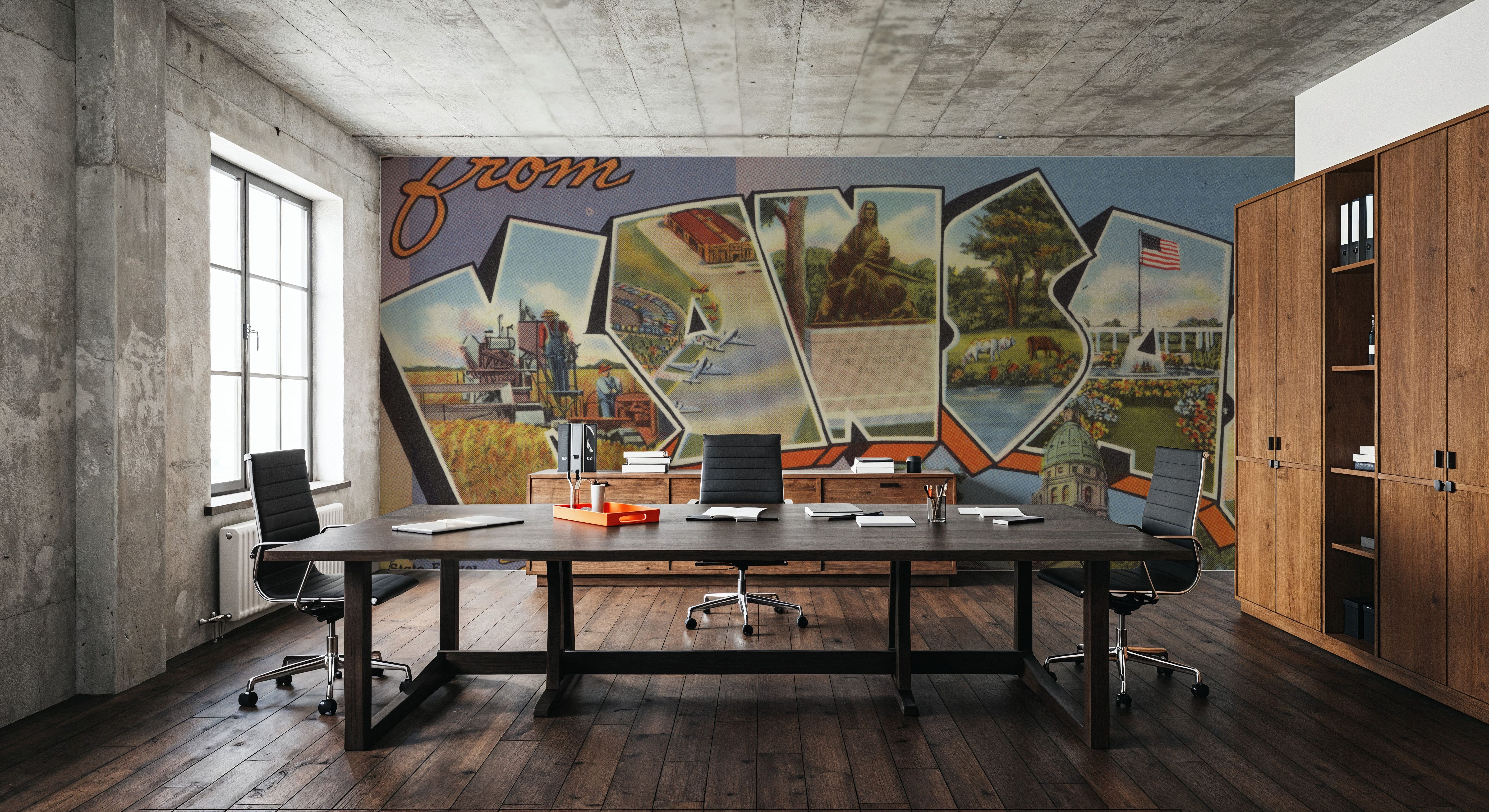 Greetings from Kansas - Screenprint Postcard, Wallpaper