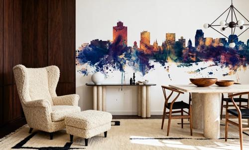 Salt Lake City Utah Skyline Blue & Bronze