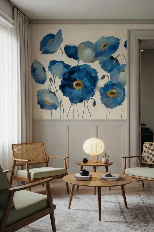 Aquamarine Floral on Cream