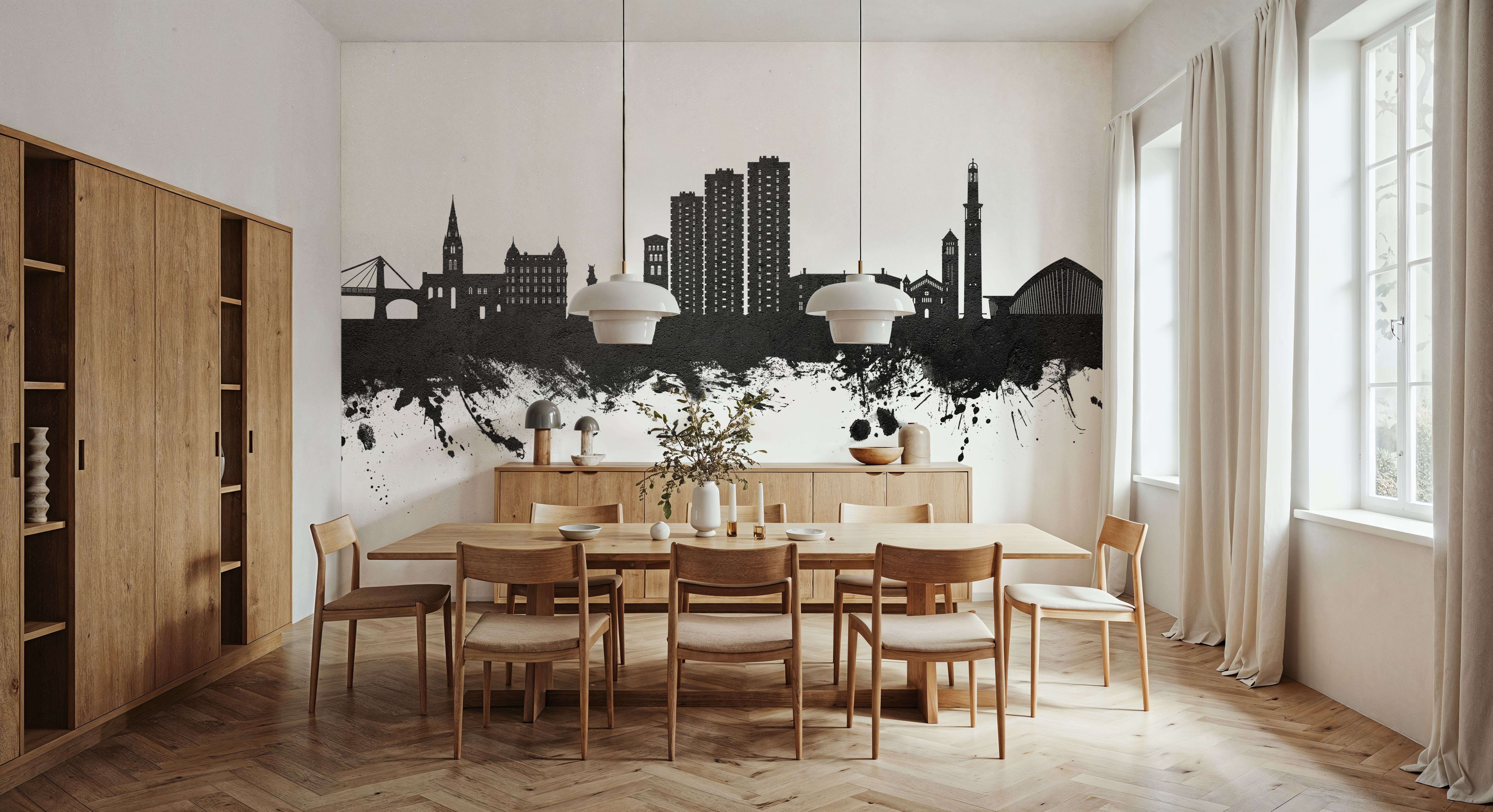 Grenoble Skyline Black & White, Papier peint