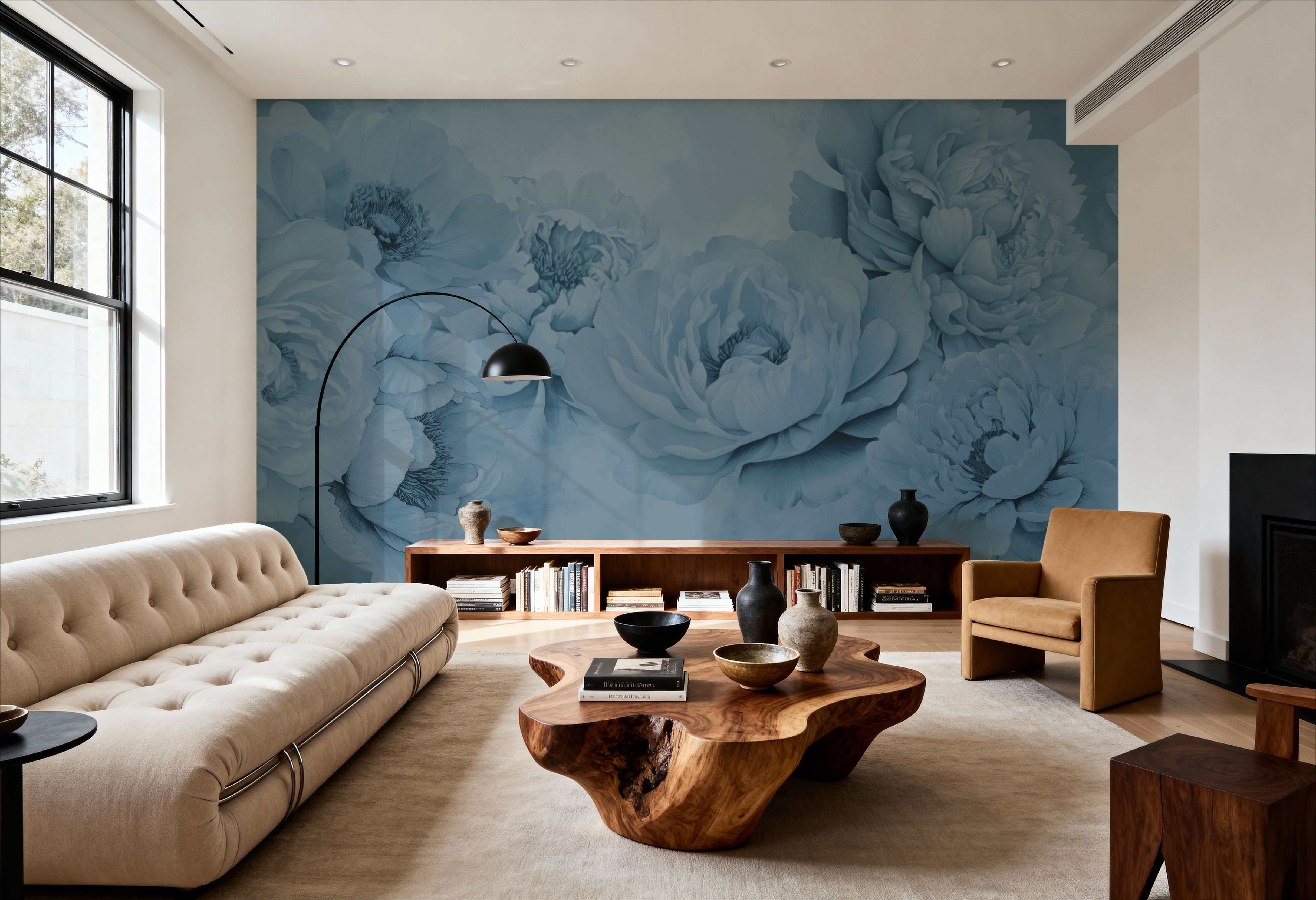 Transcendent Peony, French Blue, Wallpaper