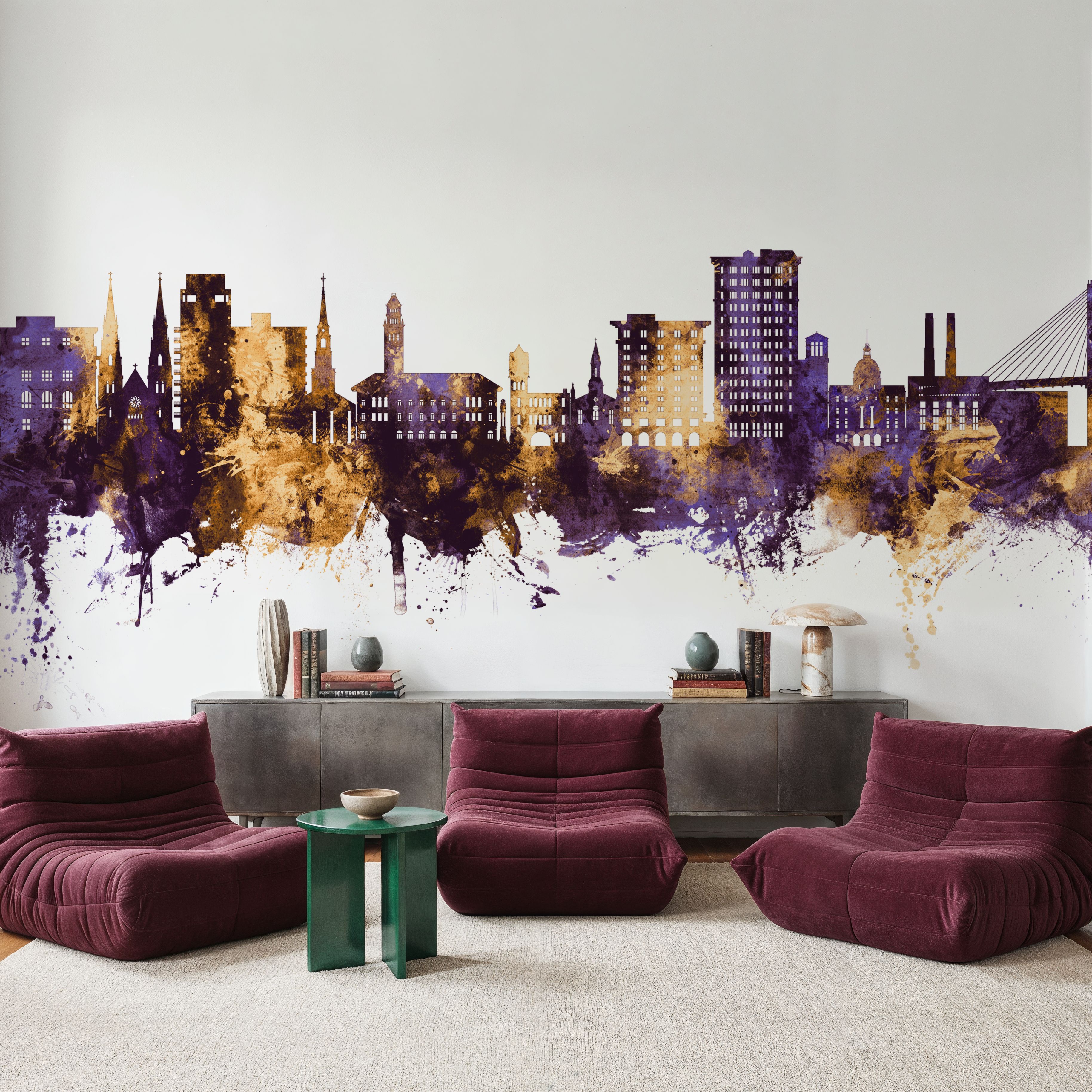 Savannah Georgia Skyline Purple & Gold