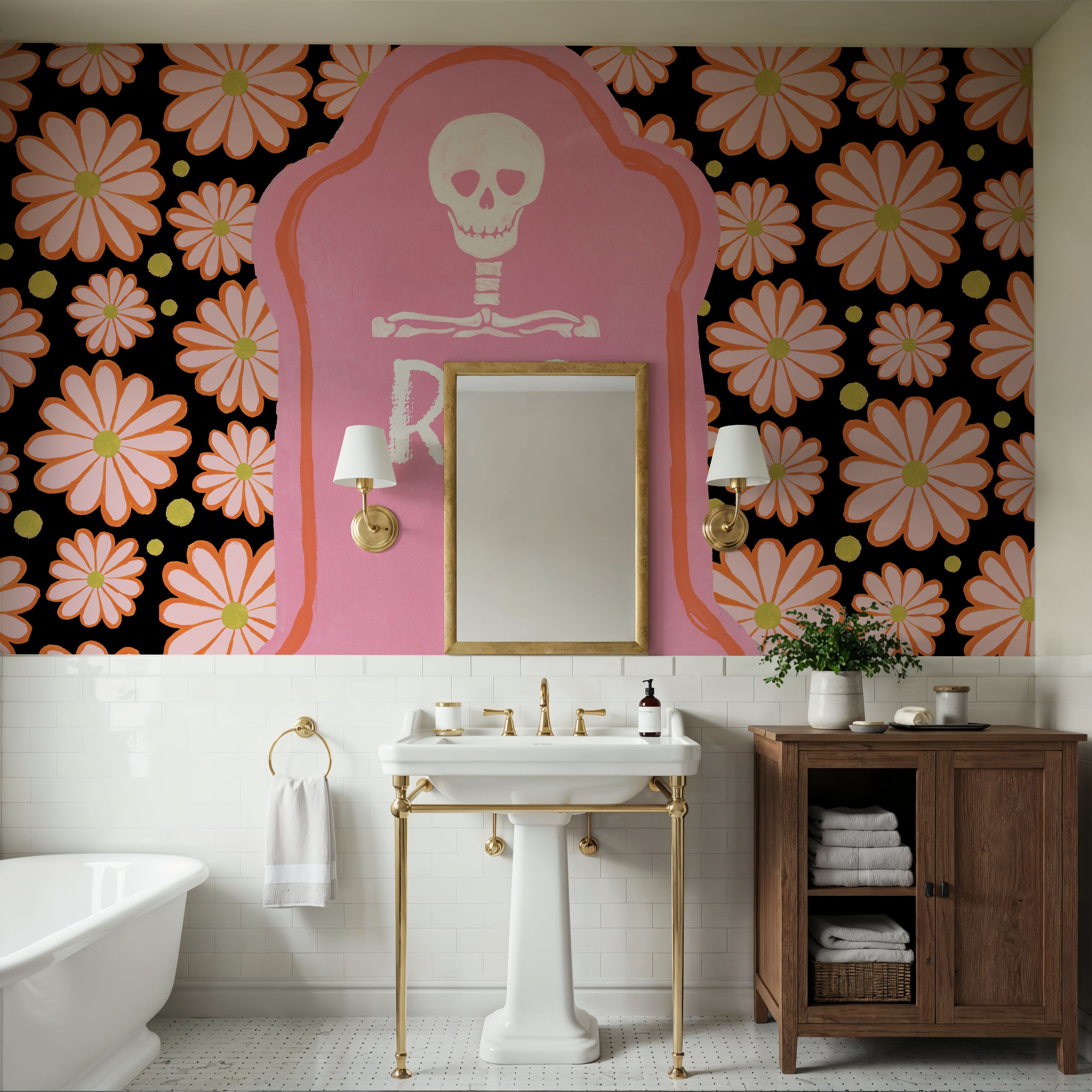 Wall Mural - Hallo-Retro IX - Pop mural wallpaper - Dining Room - Wallism UK - Premium, Textured or Peel & Stick
