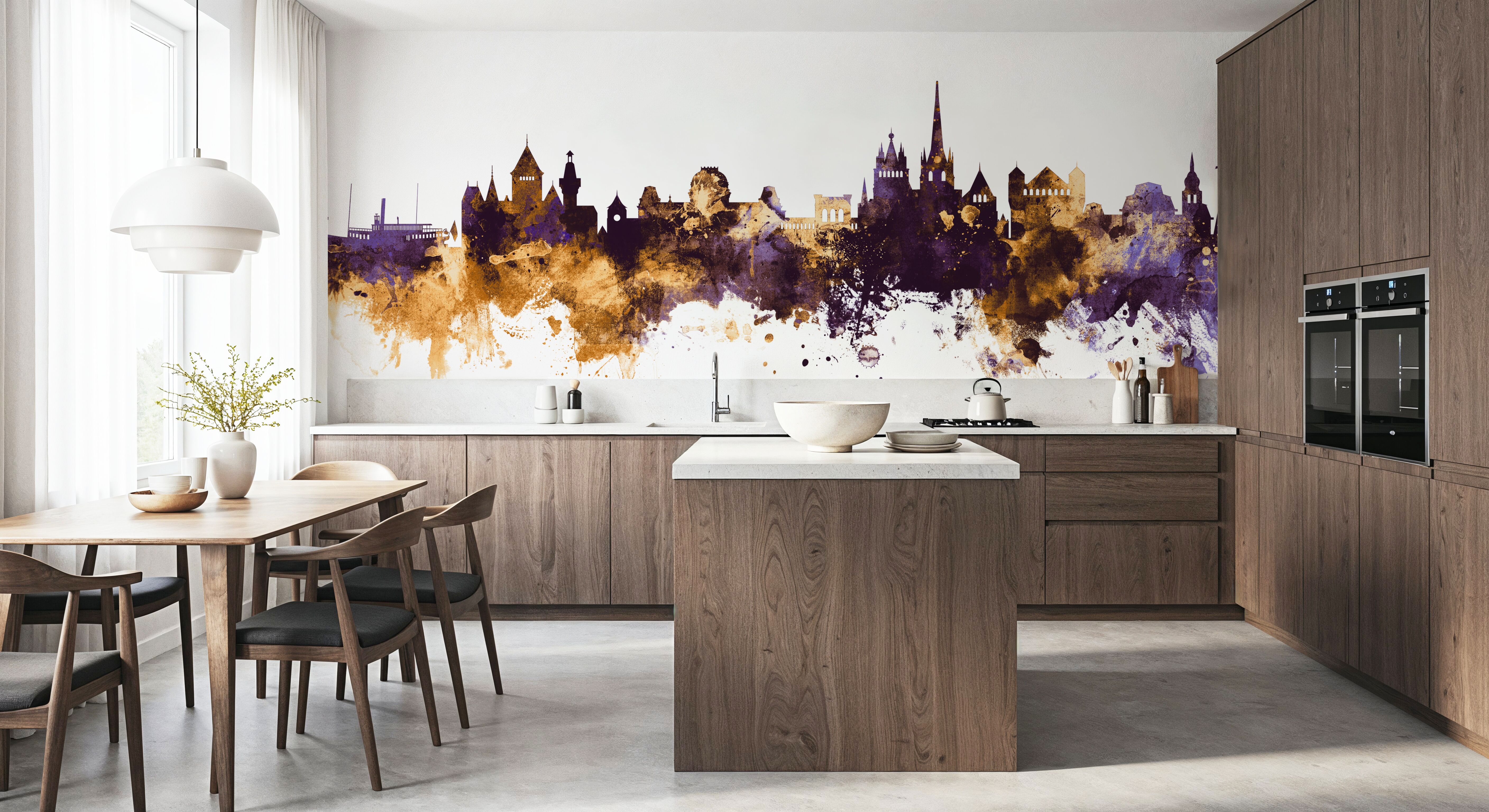 Lausanne Switzerland Skyline Purple & Gold