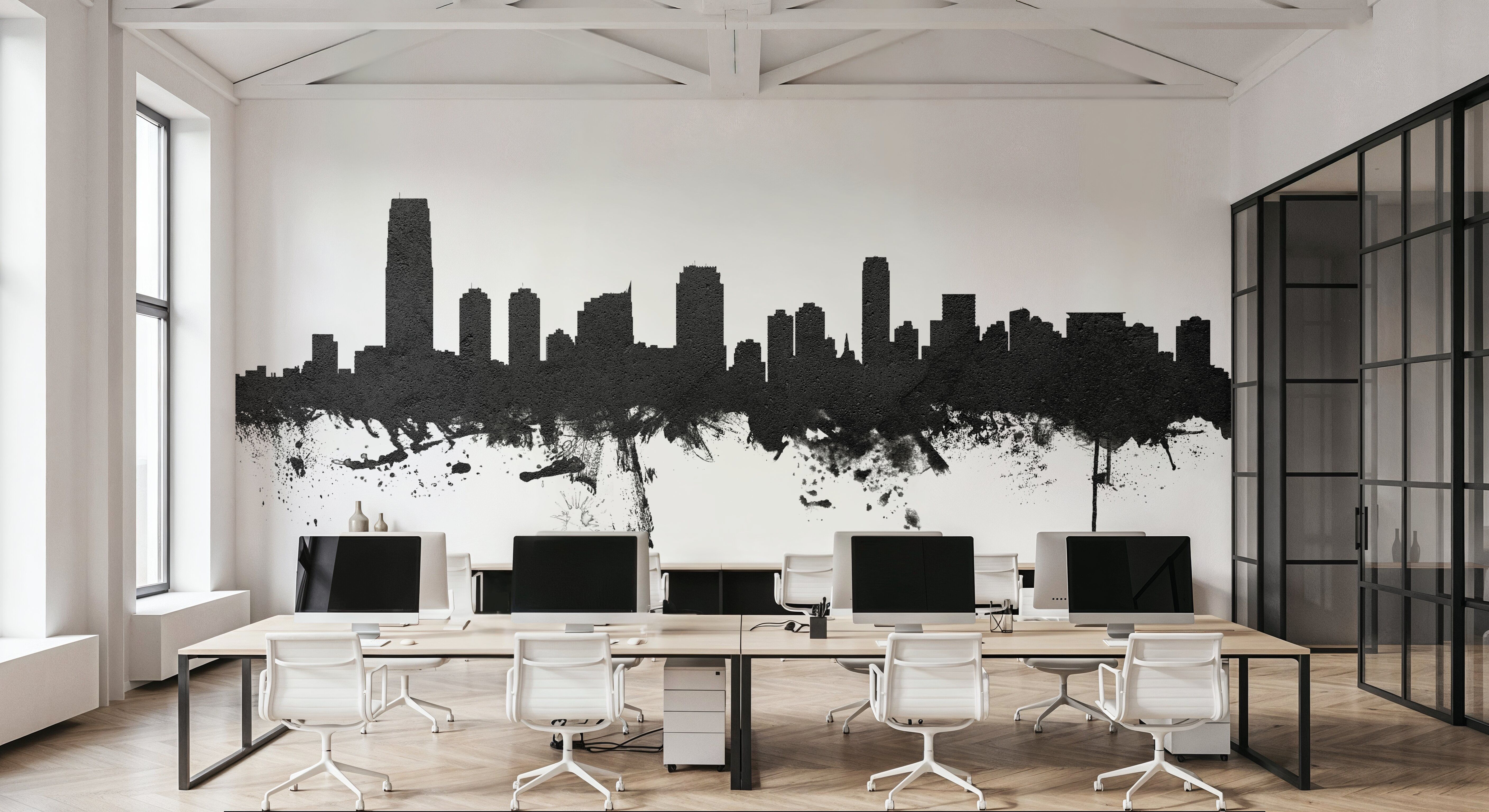 Jersey City New York Skyline Black & White