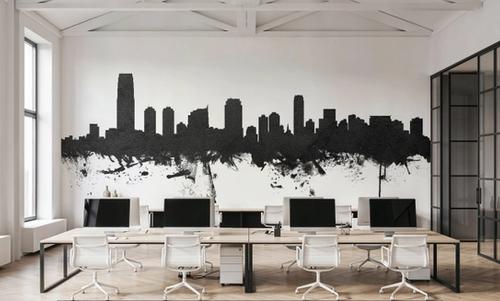 Jersey City New York Skyline Black & White