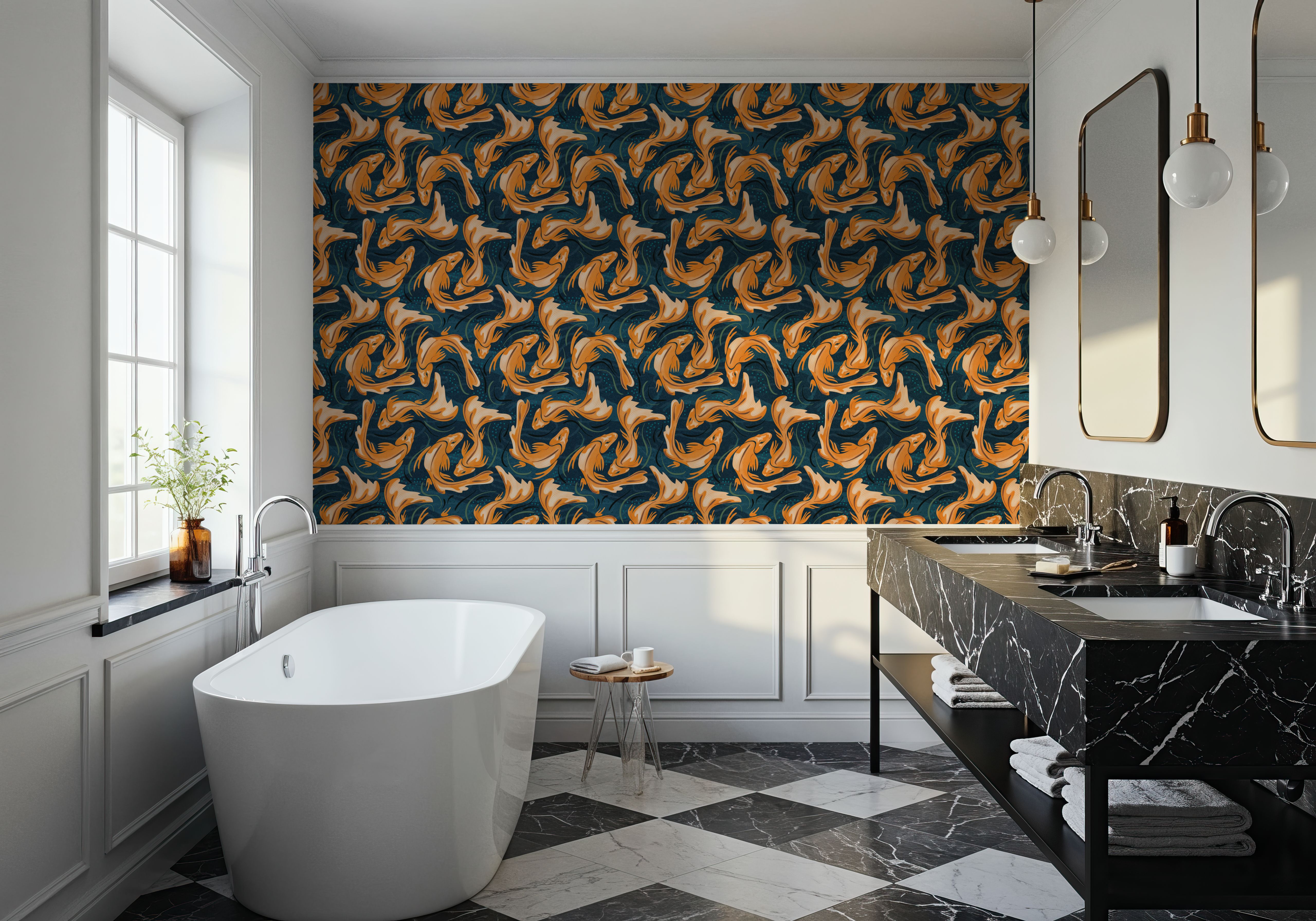 Koi Fish, Ocean Blue