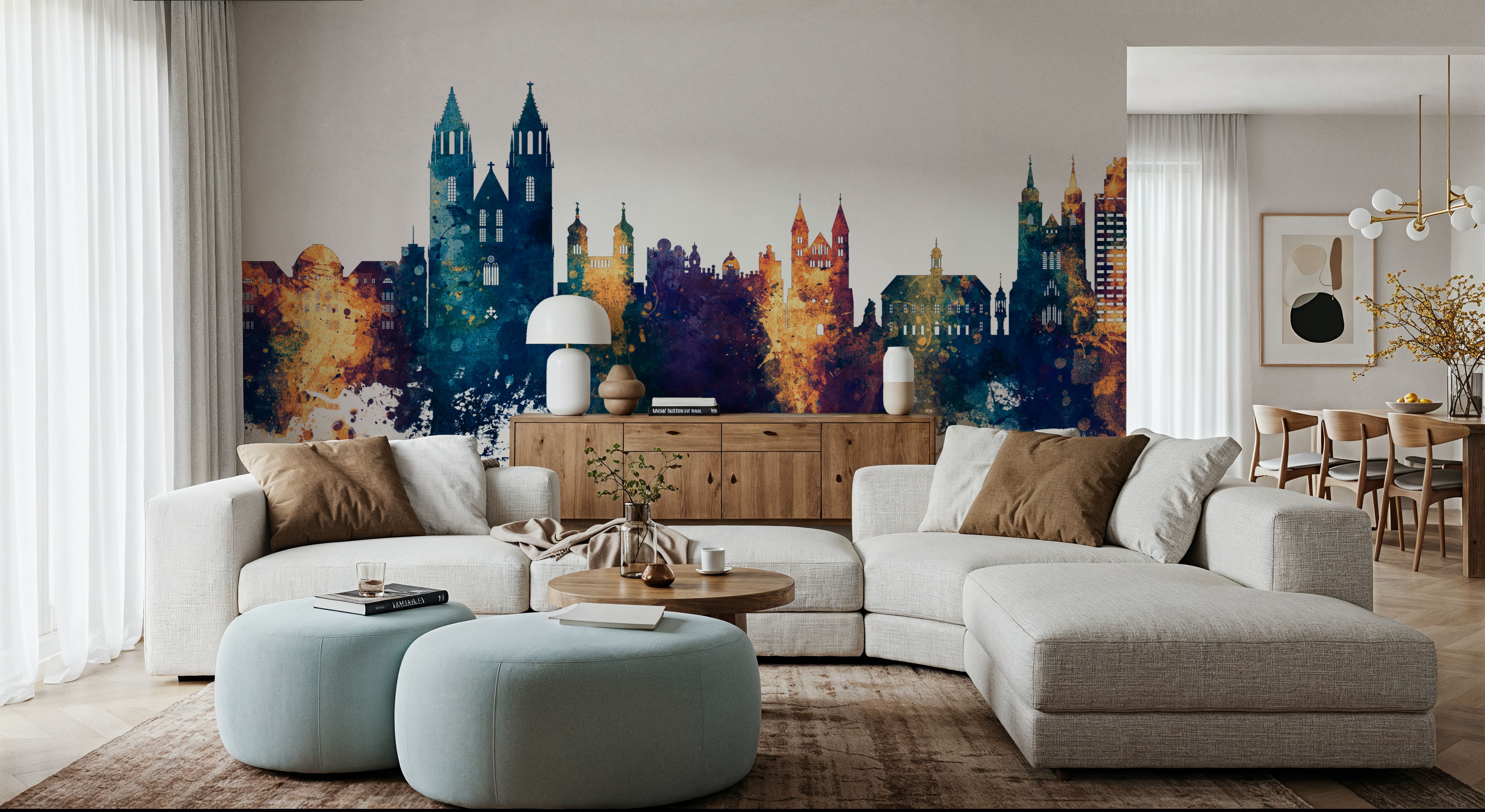 Magdeburg Germany Skyline Blue & Bronze