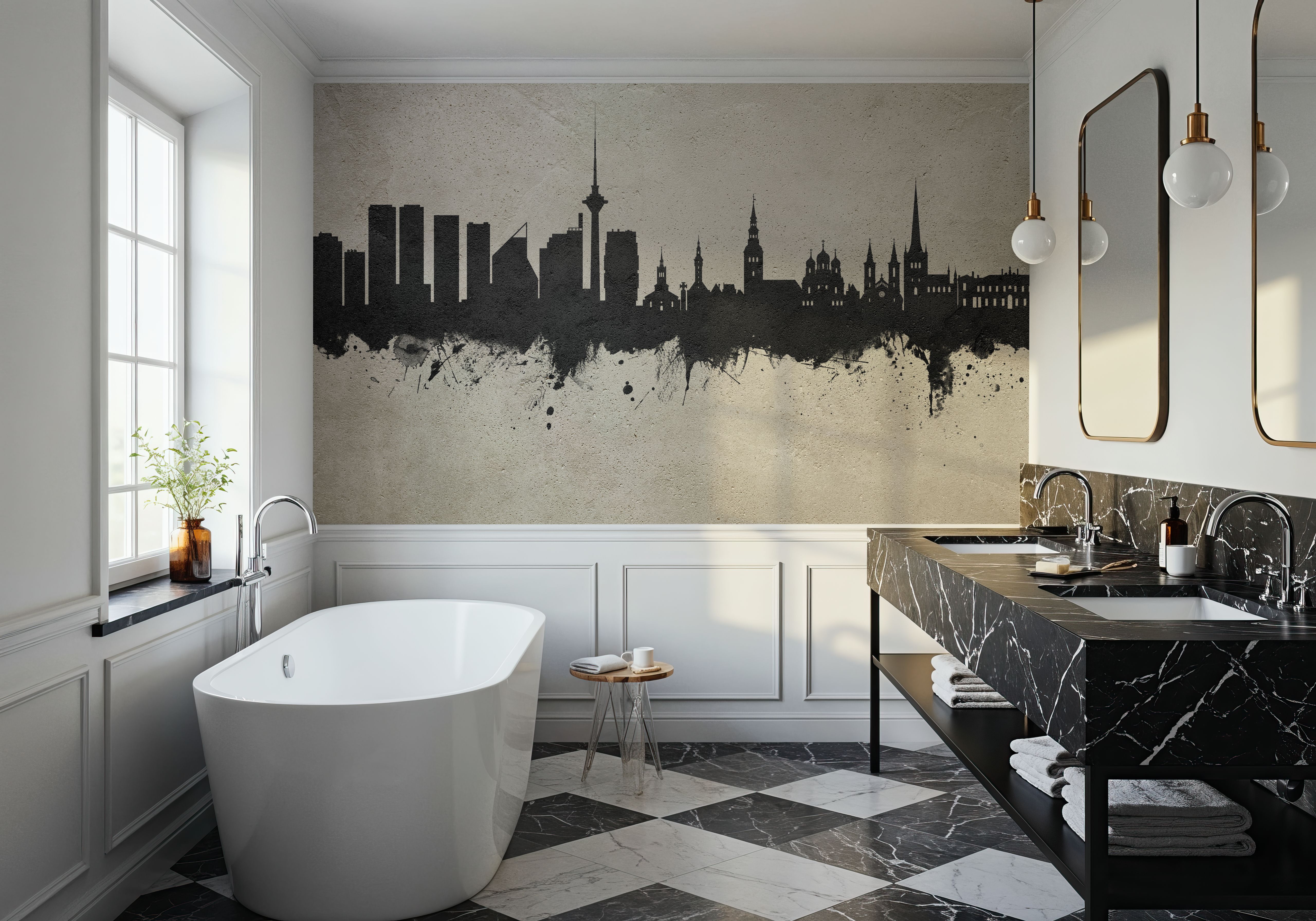 Tallinn Estonia Skyline Concrete, Carte da parati