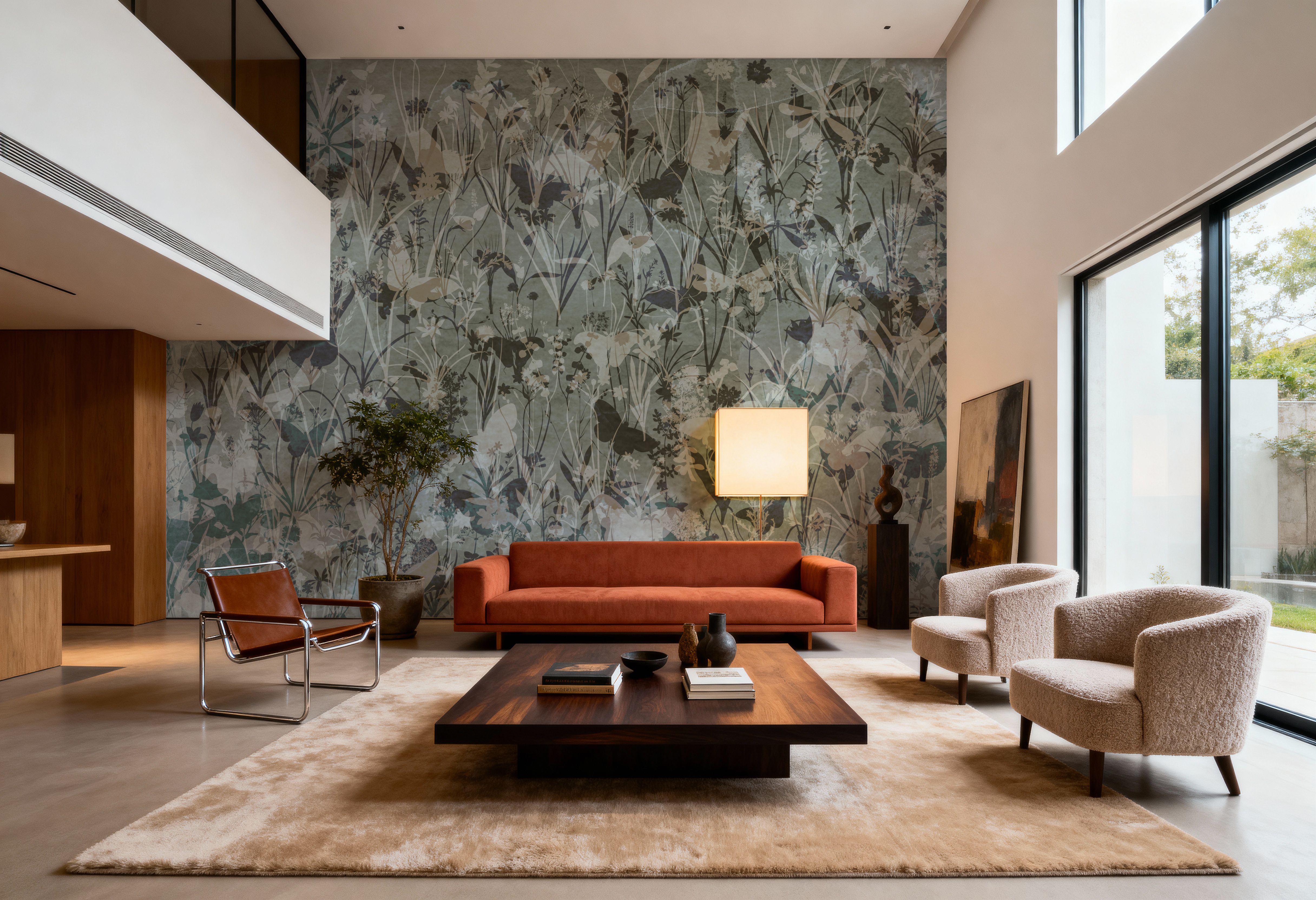 Herbals and Butterflies Double Silhouette Dark Green