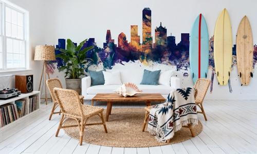 Dallas Skyline Blue & Bronze