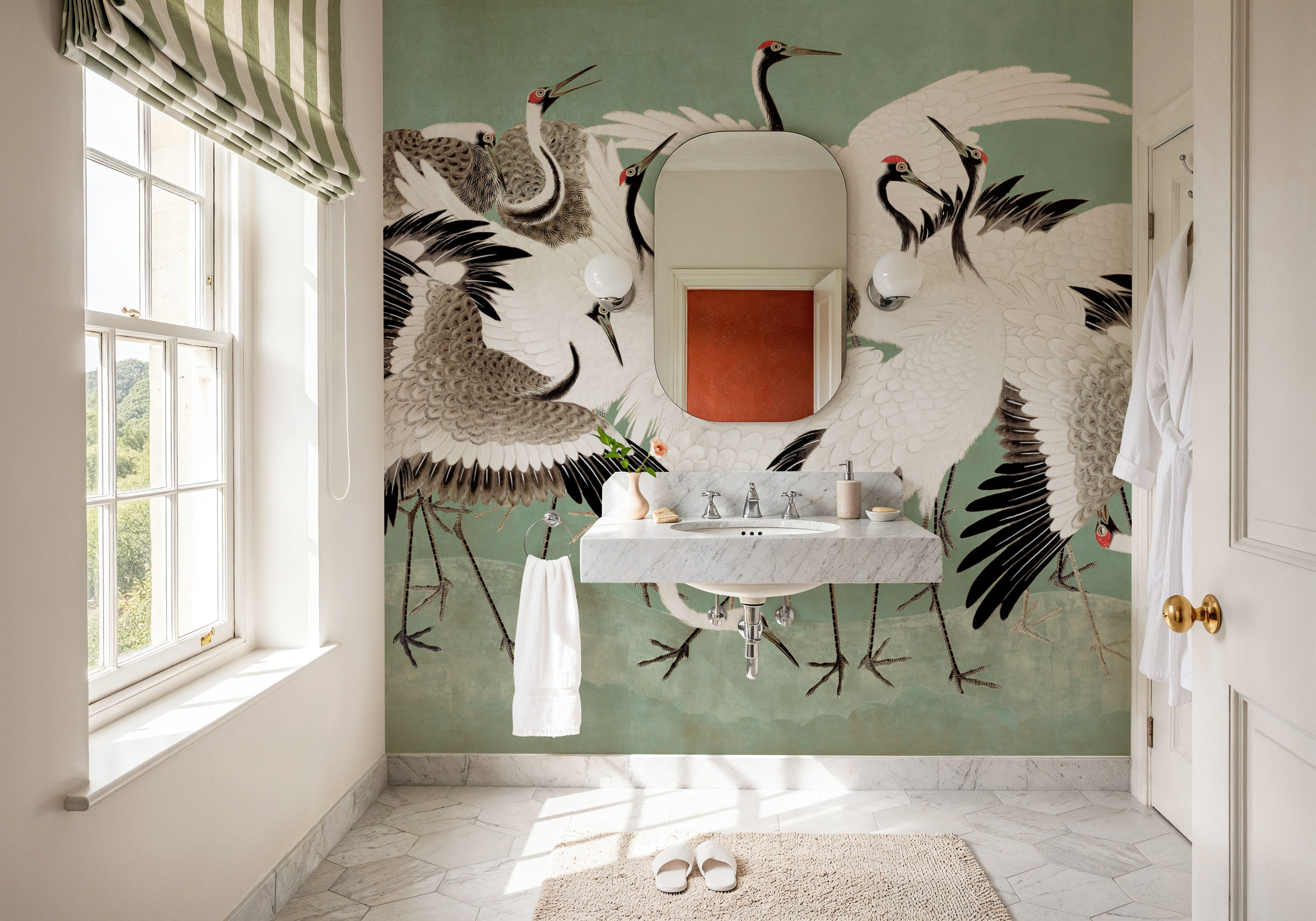 Japanese Flock of Cranes, Jade