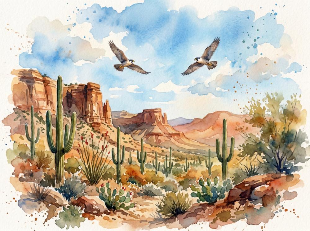Peregrine Falcons of Sonoma - Watercolor Landscapes Series