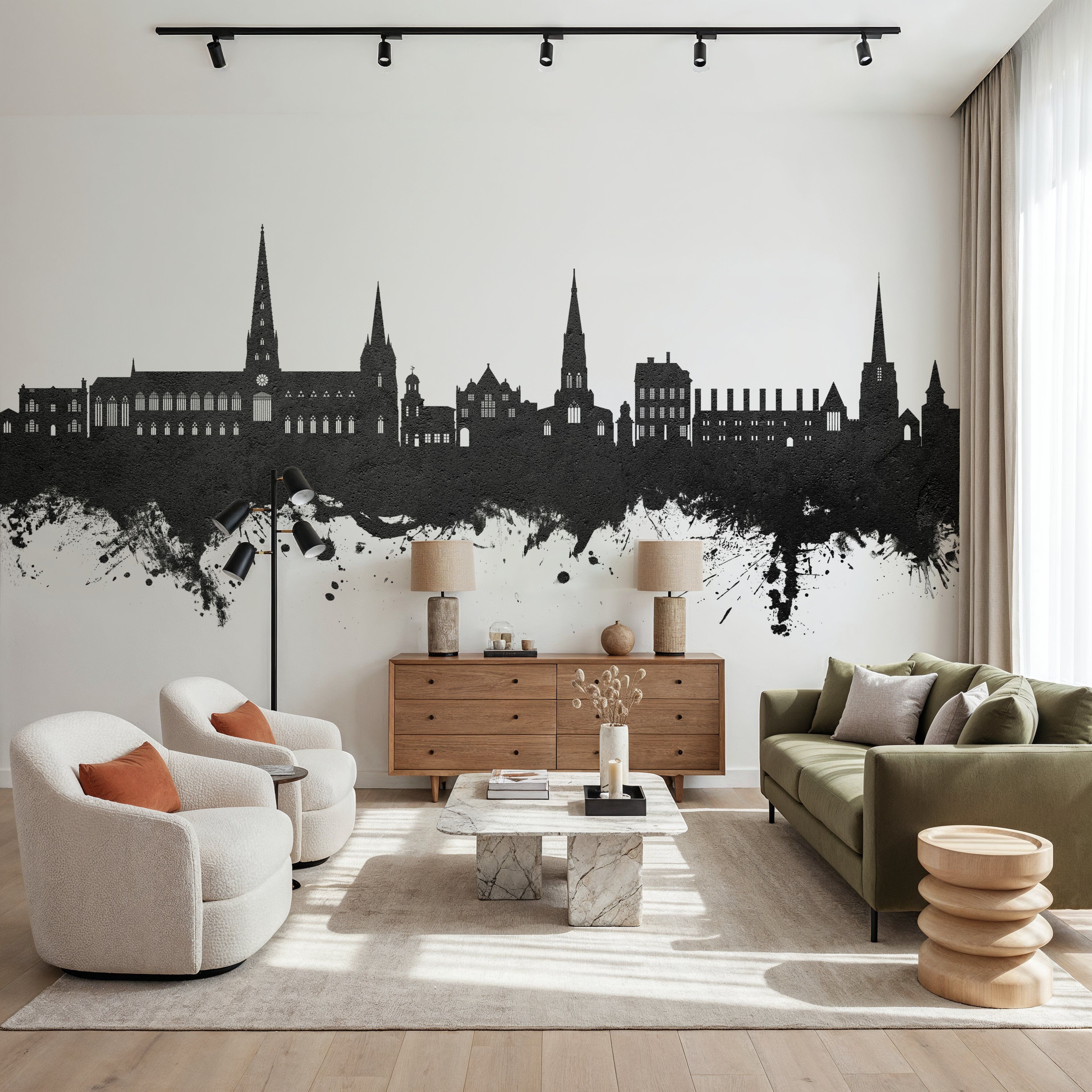 Lichfield England Skyline Black & White