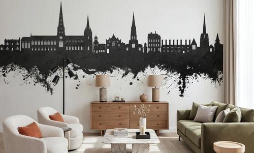 Lichfield England Skyline Black & White