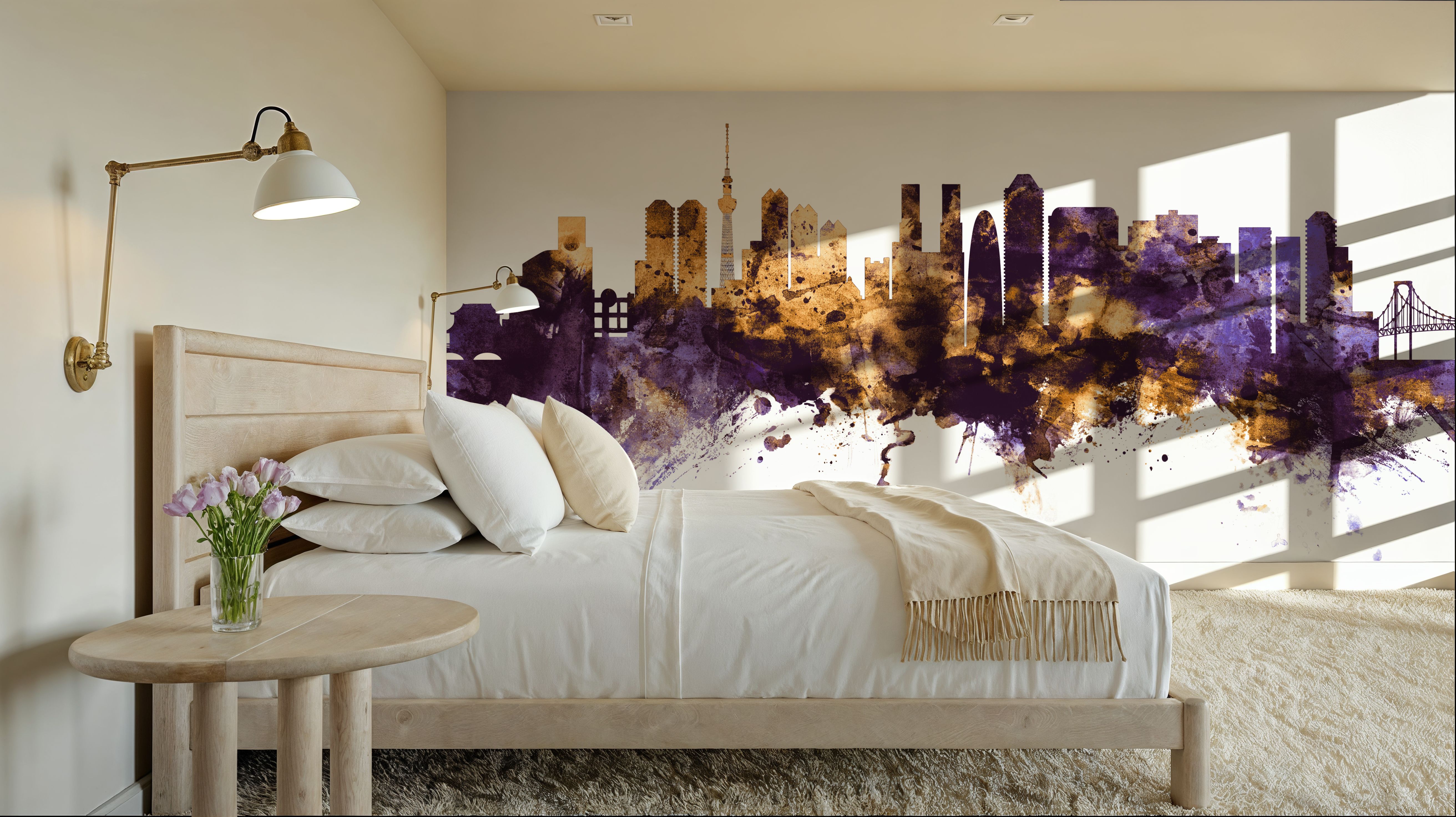 Tokyo Japan Skyline Purple & Gold