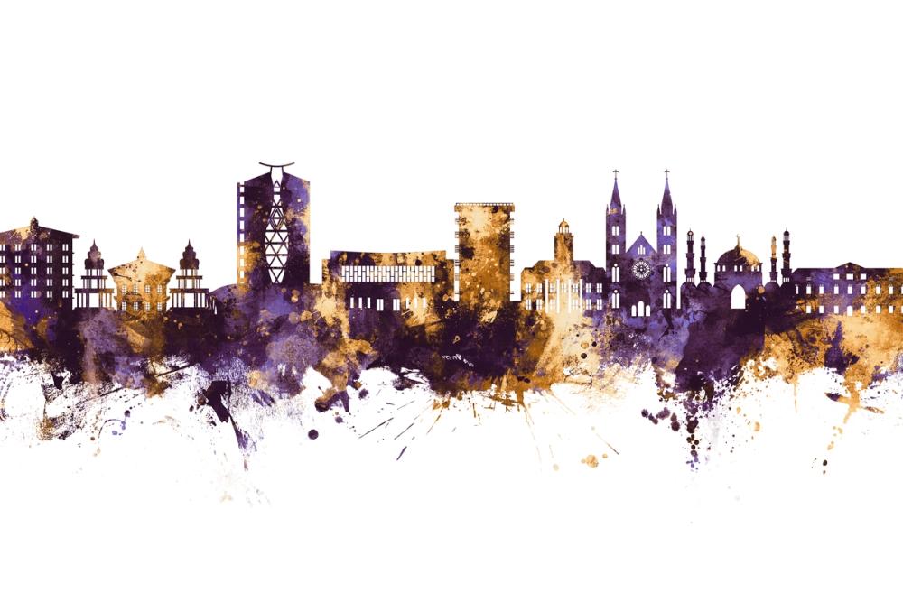 Paramaribo Suriname Skyline Purple & Gold