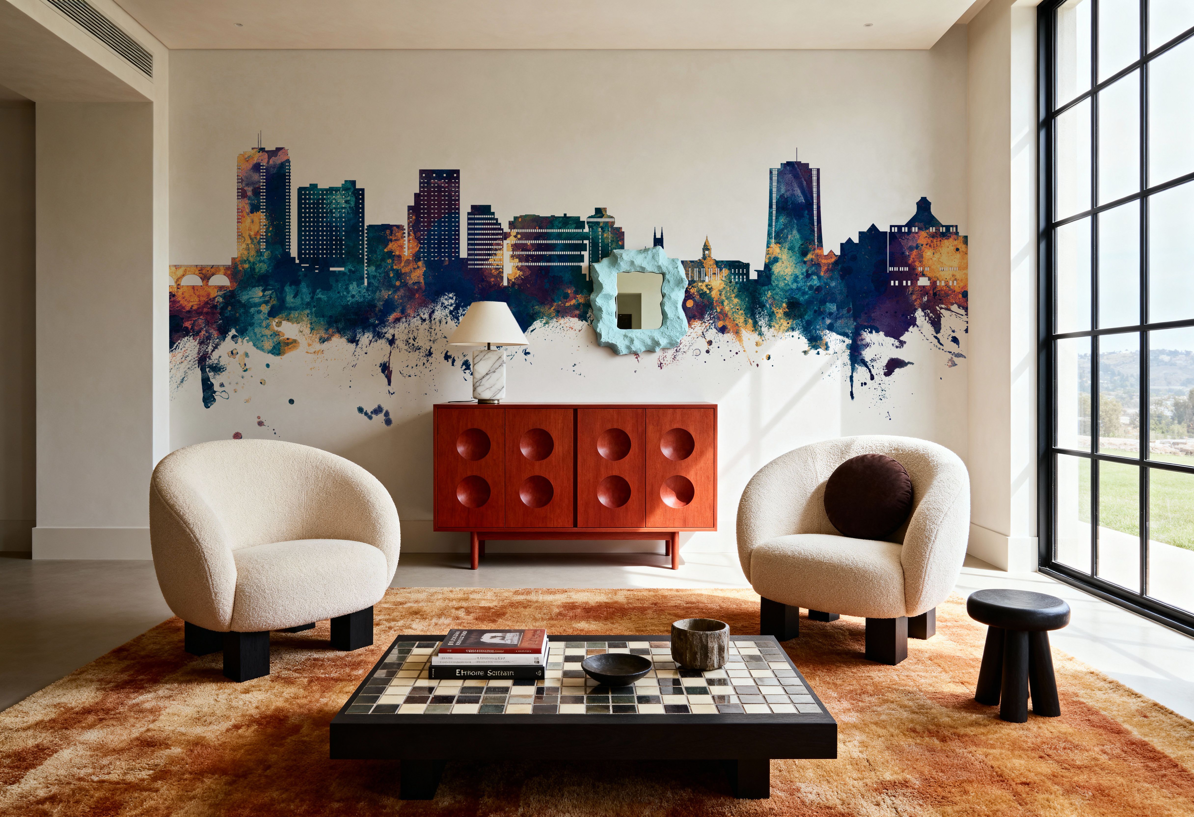 Stamford Connecticut Skyline Blue & Bronze