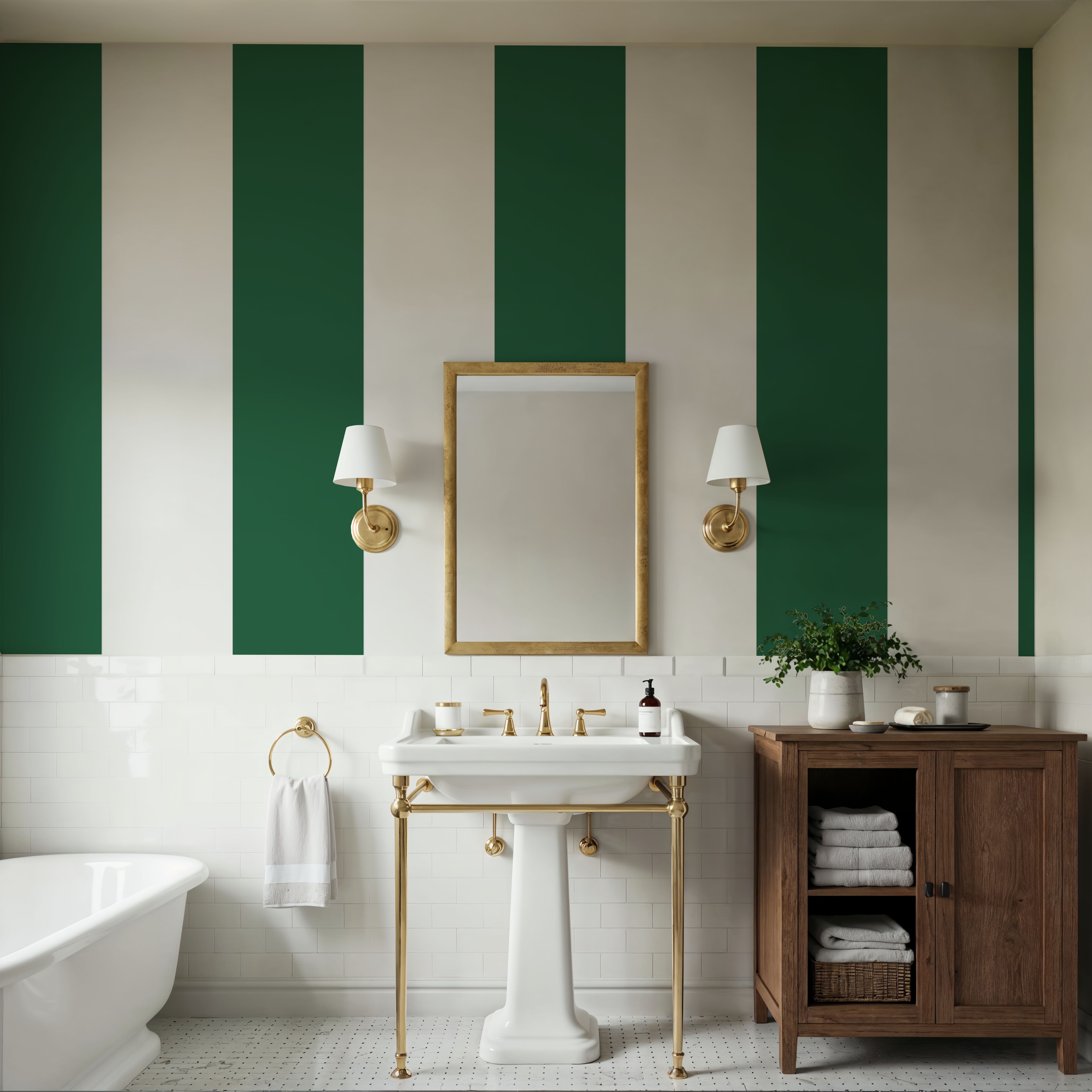 Circus Stripes, Salamander Green, Wallpaper
