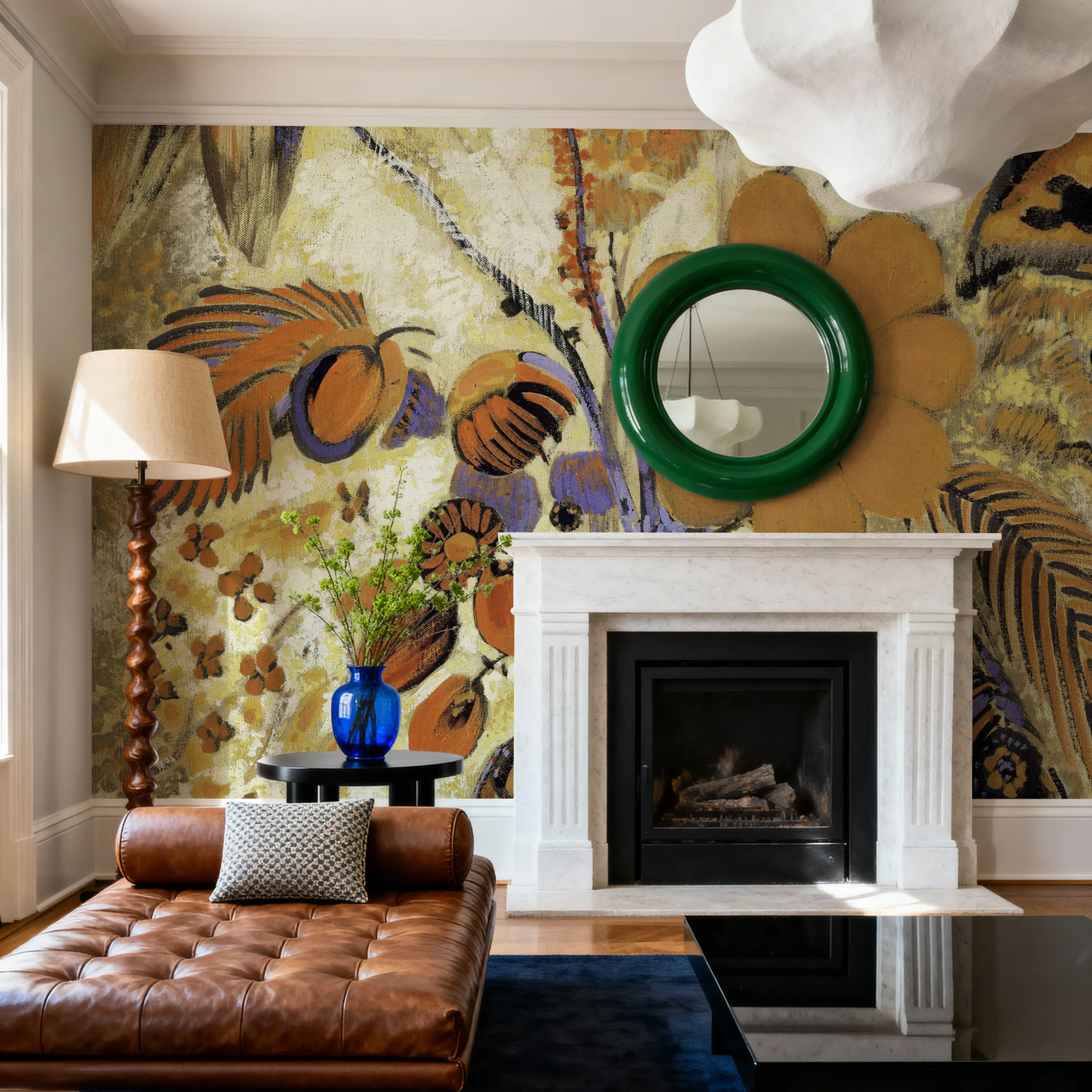 Fotobehang - Etruscan Vase with Flowers - Bloemen Natuur Mural - Oranje - Gangtrappen - Wallism België - Zelfklevend of Vliesbehang