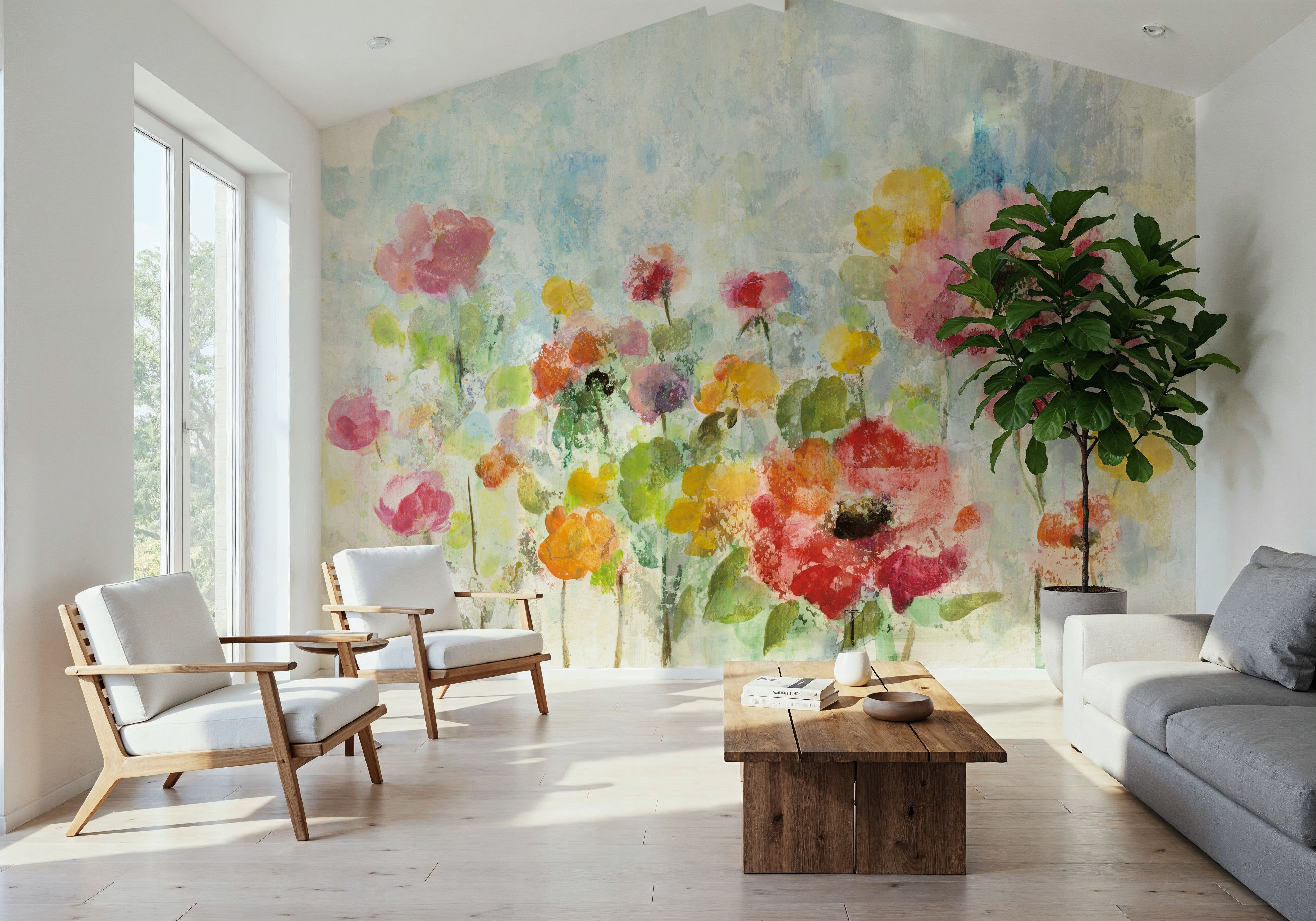 Summer Rain Floral, Papel de parede