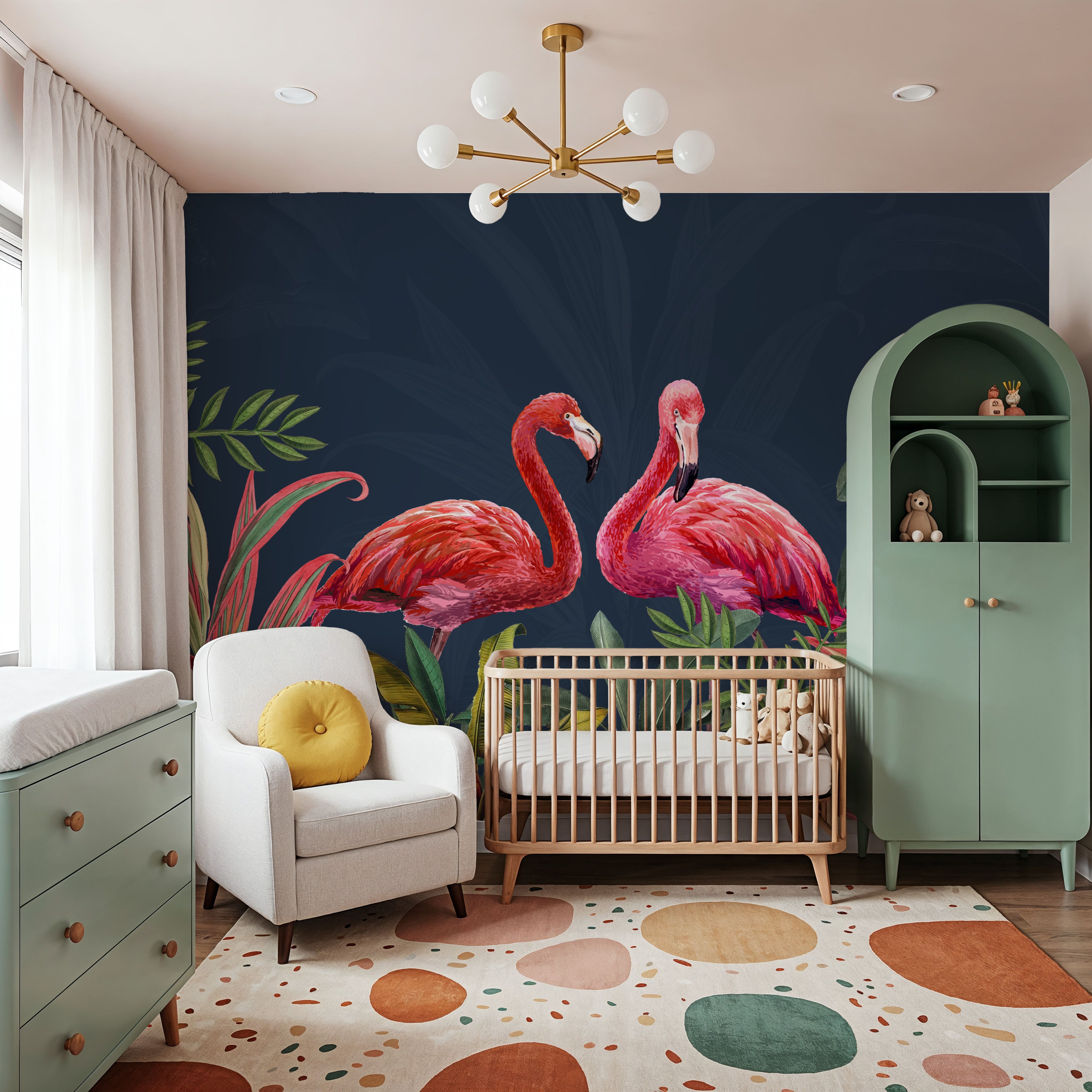 Shy Flamingos Blue