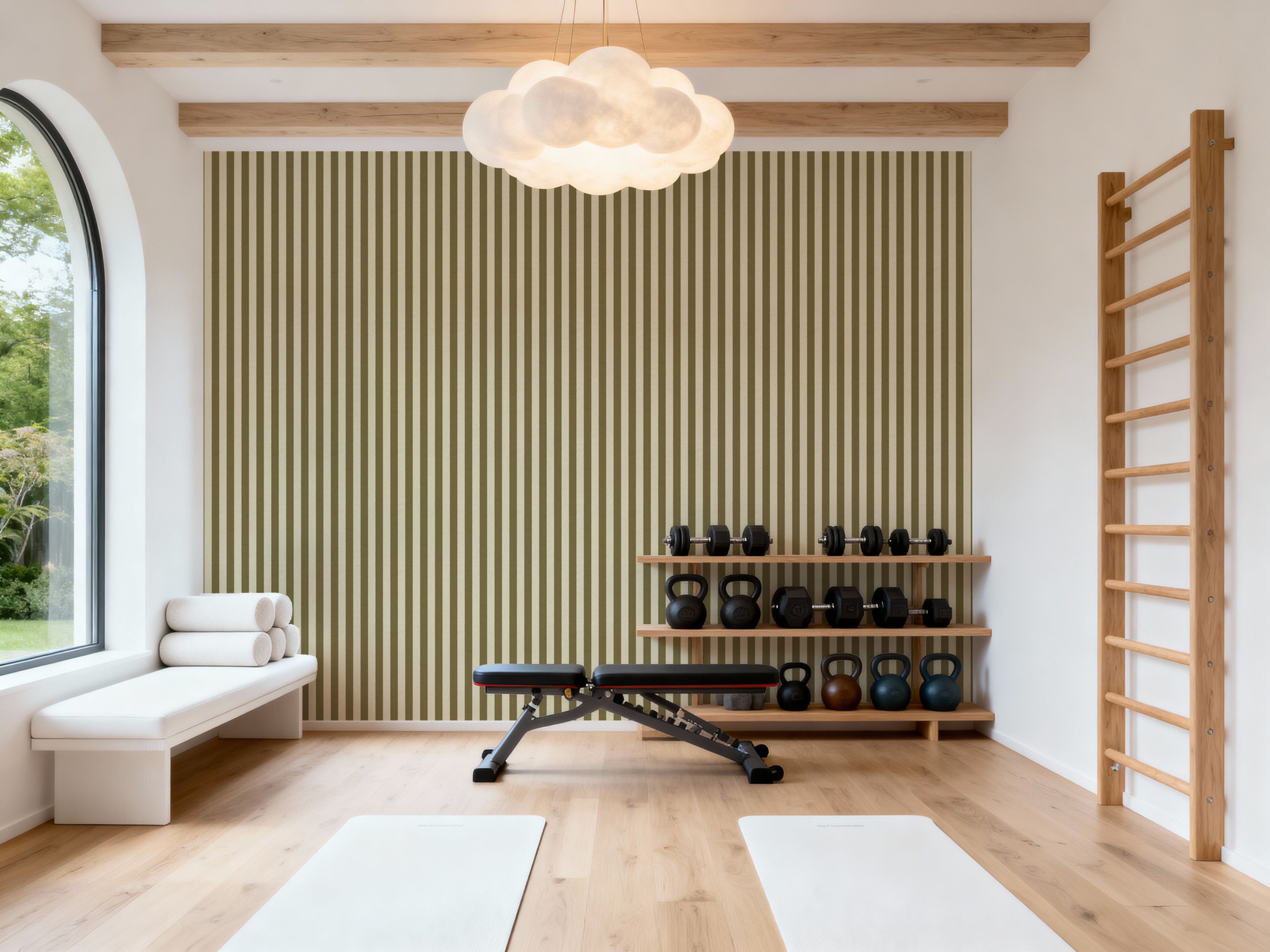 Ticking Awning Stripes, Khaki