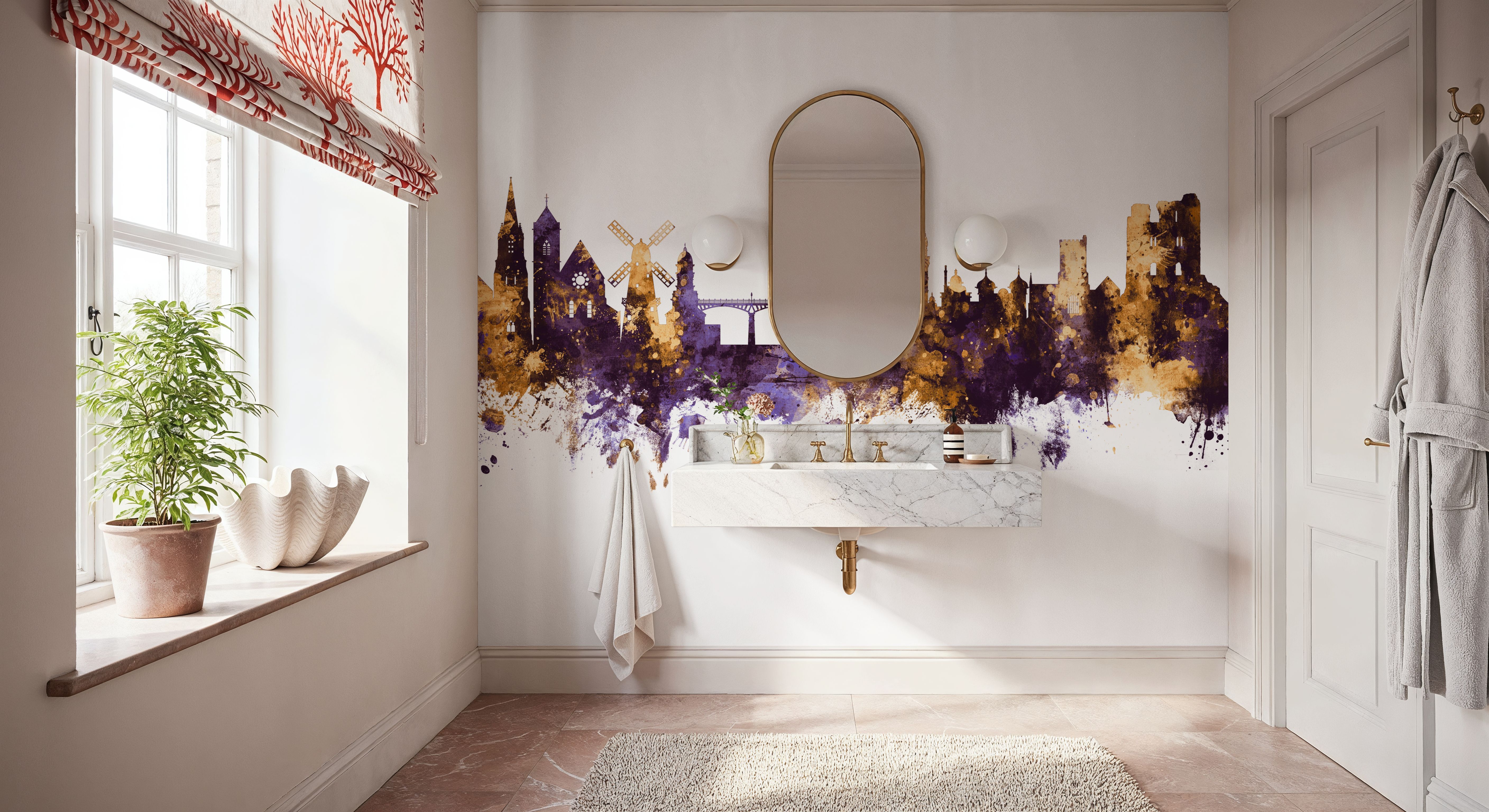 Scarborough England Skyline Purple & Gold