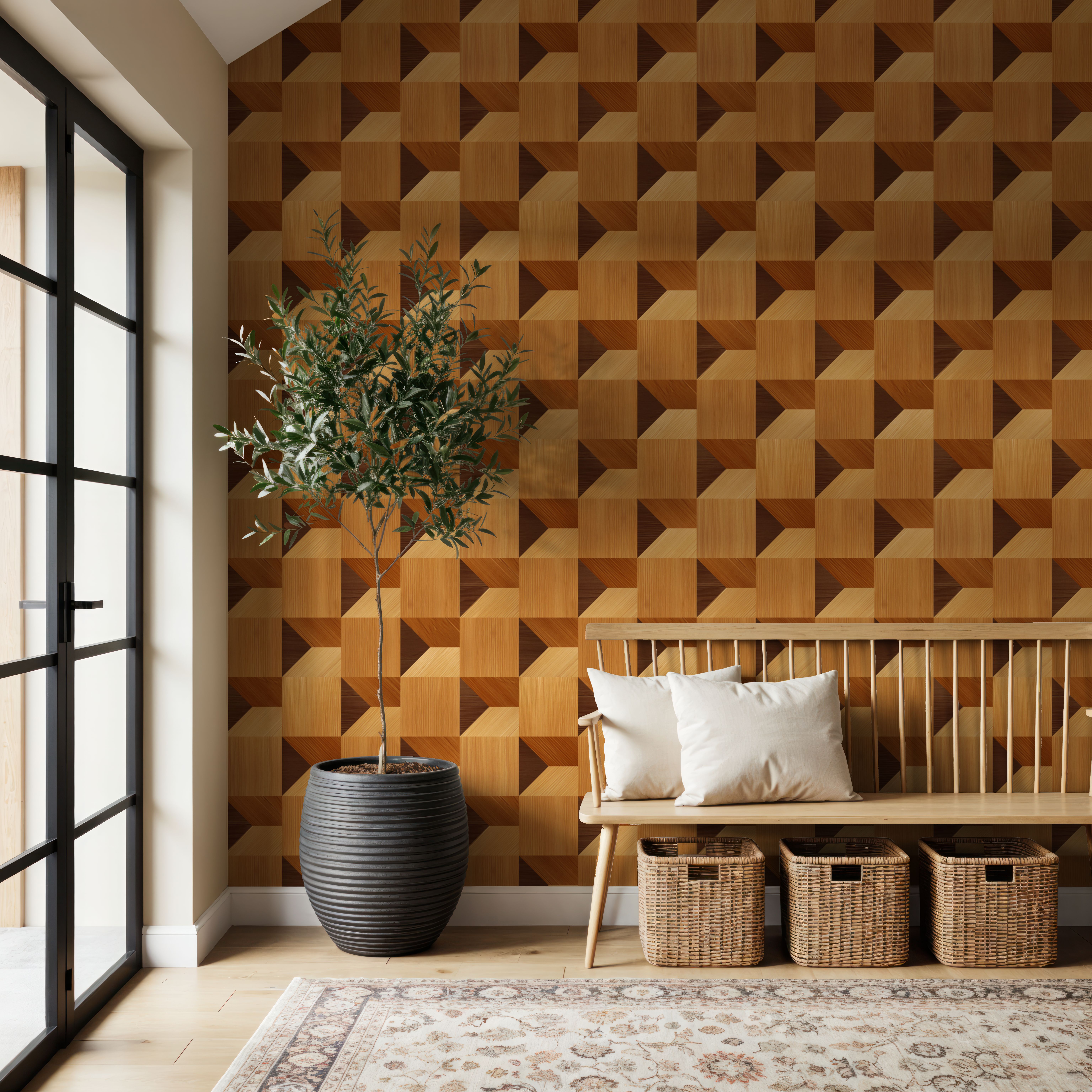 Illusion Box Marquetry, Mahogny, Wallpaper